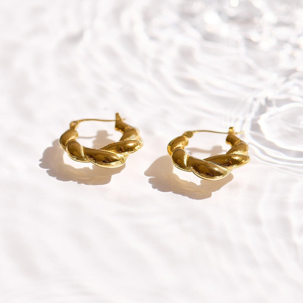 Evry Jewels Chunky Twisted Hoop Earrings