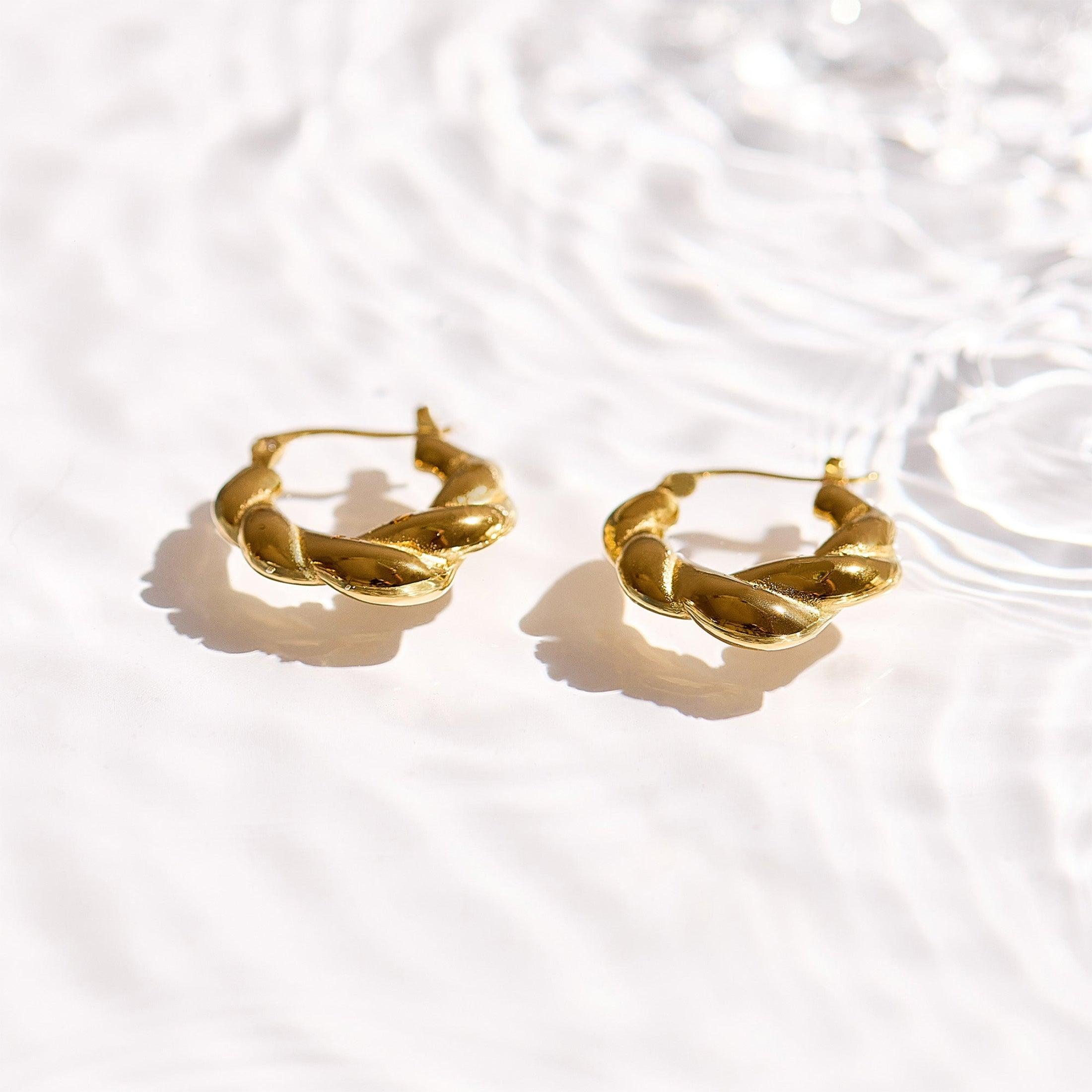 Evry Jewels Chunky Twisted Hoop Earrings