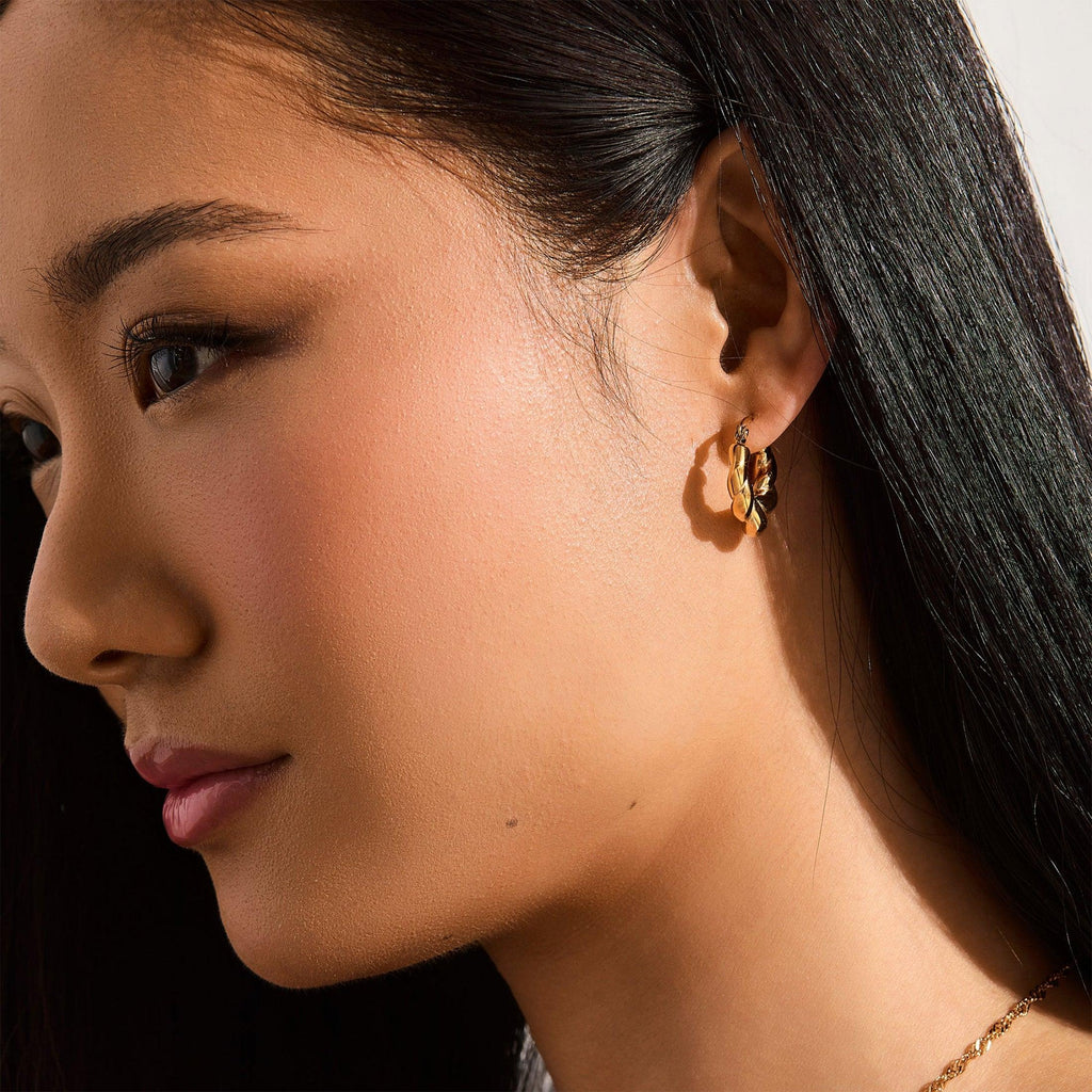 Evry Jewels Chunky Twisted Hoop Earrings