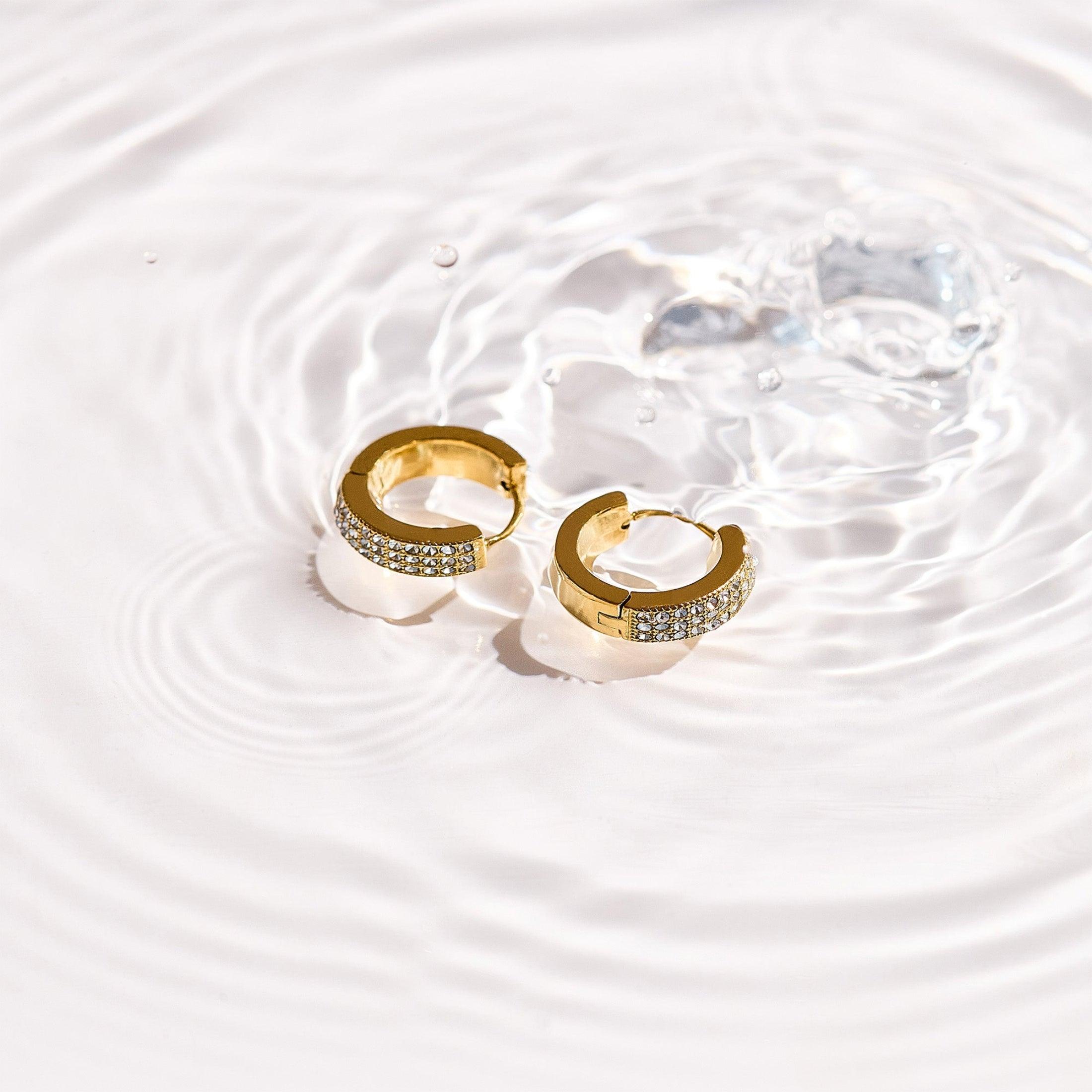 Evry Jewels Pavé Crystal Huggie Hoop Earrings