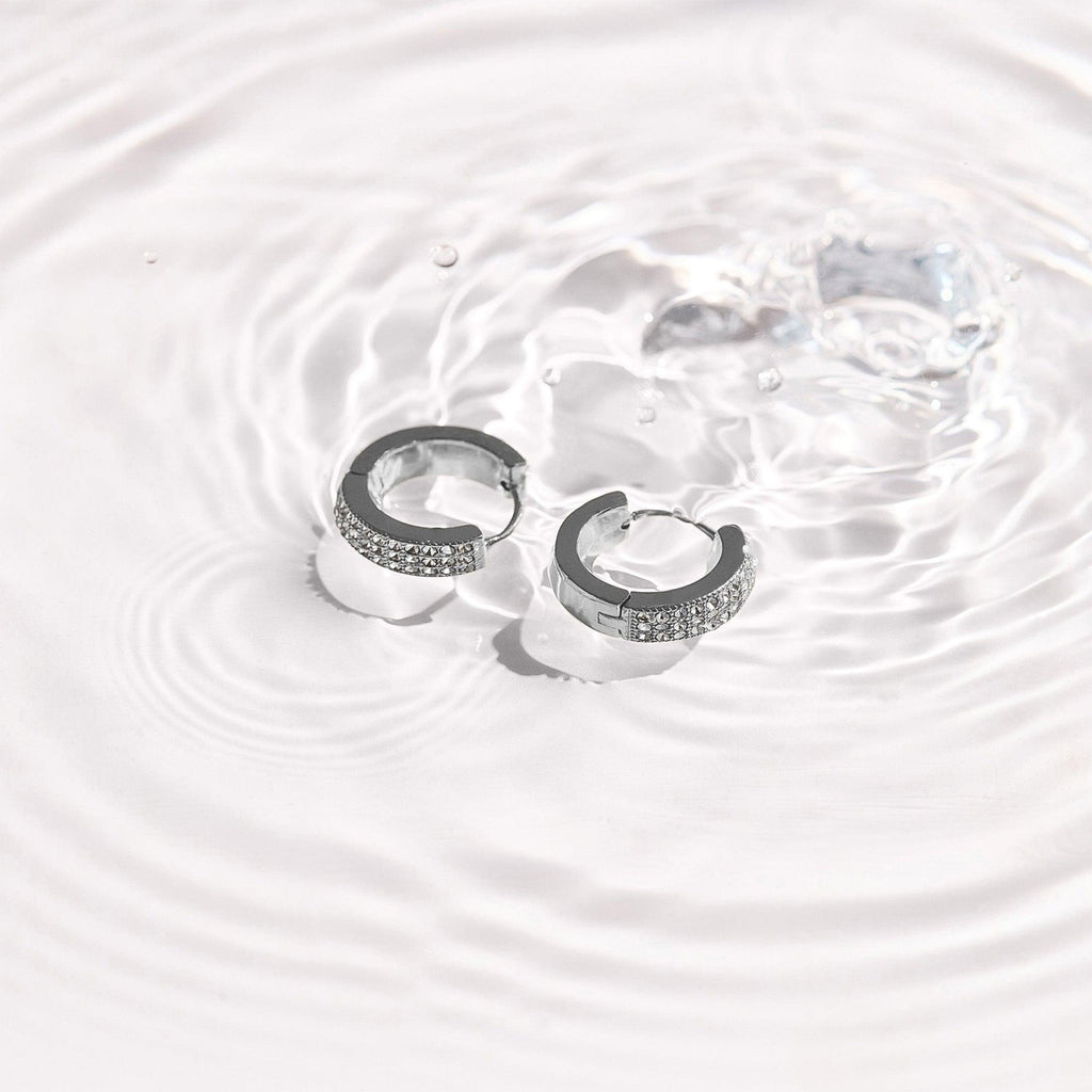 Evry Jewels Pavé Crystal Huggie Hoop Earrings