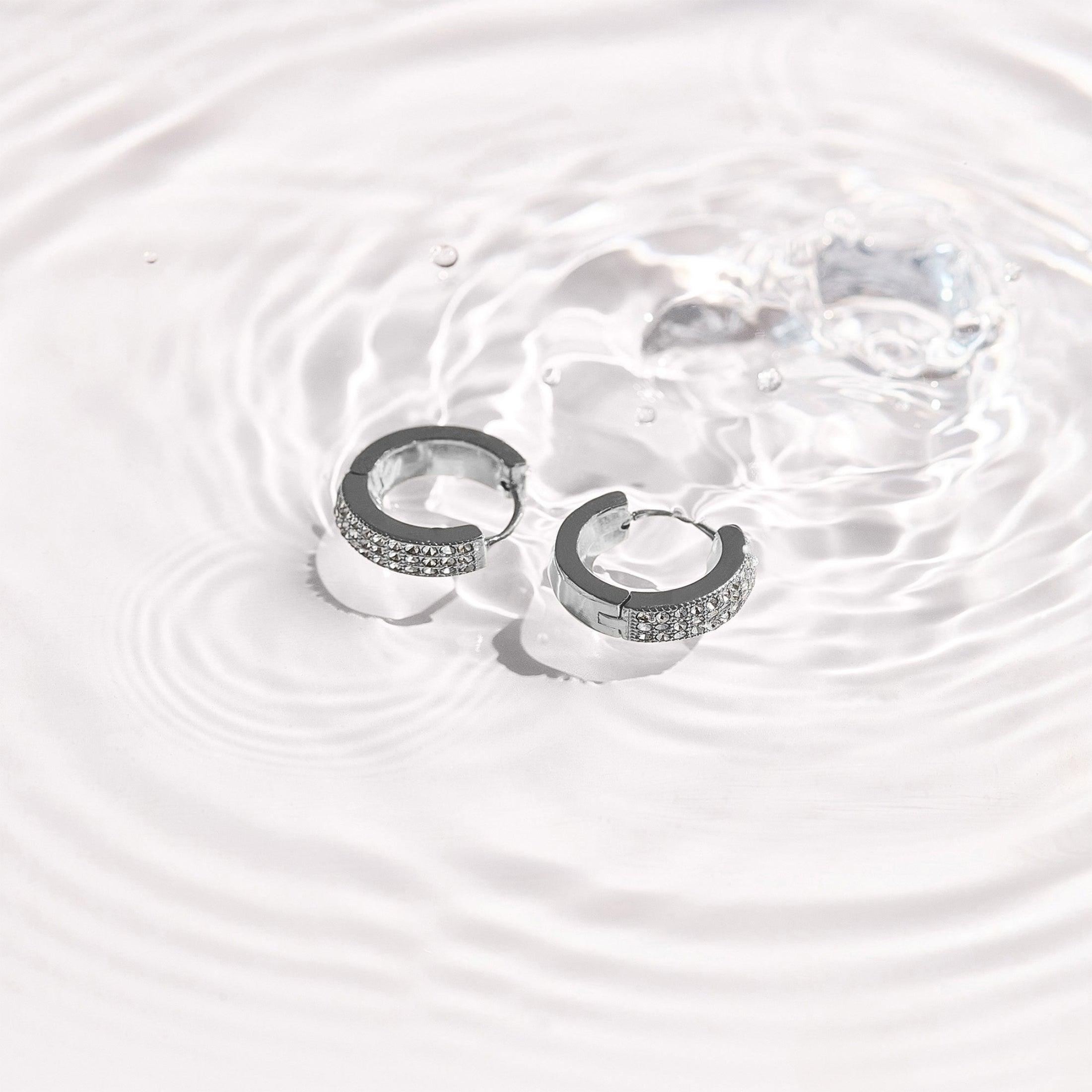 Evry Jewels Pavé Crystal Huggie Hoop Earrings