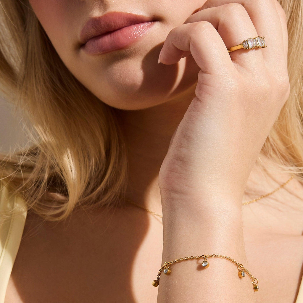Evry Jewels Dainty Crystal Drop Bracelet