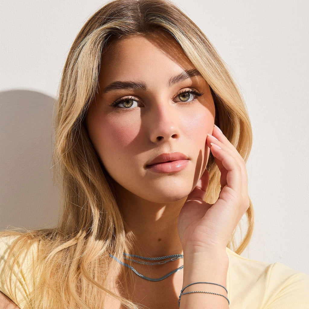 Evry Jewels Triple Layer Chain Necklace Set