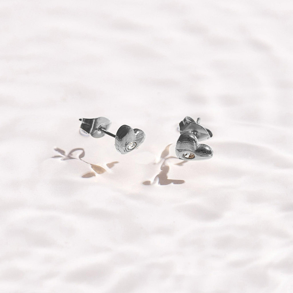 Evry Jewels Crystal Heart Stud Earrings