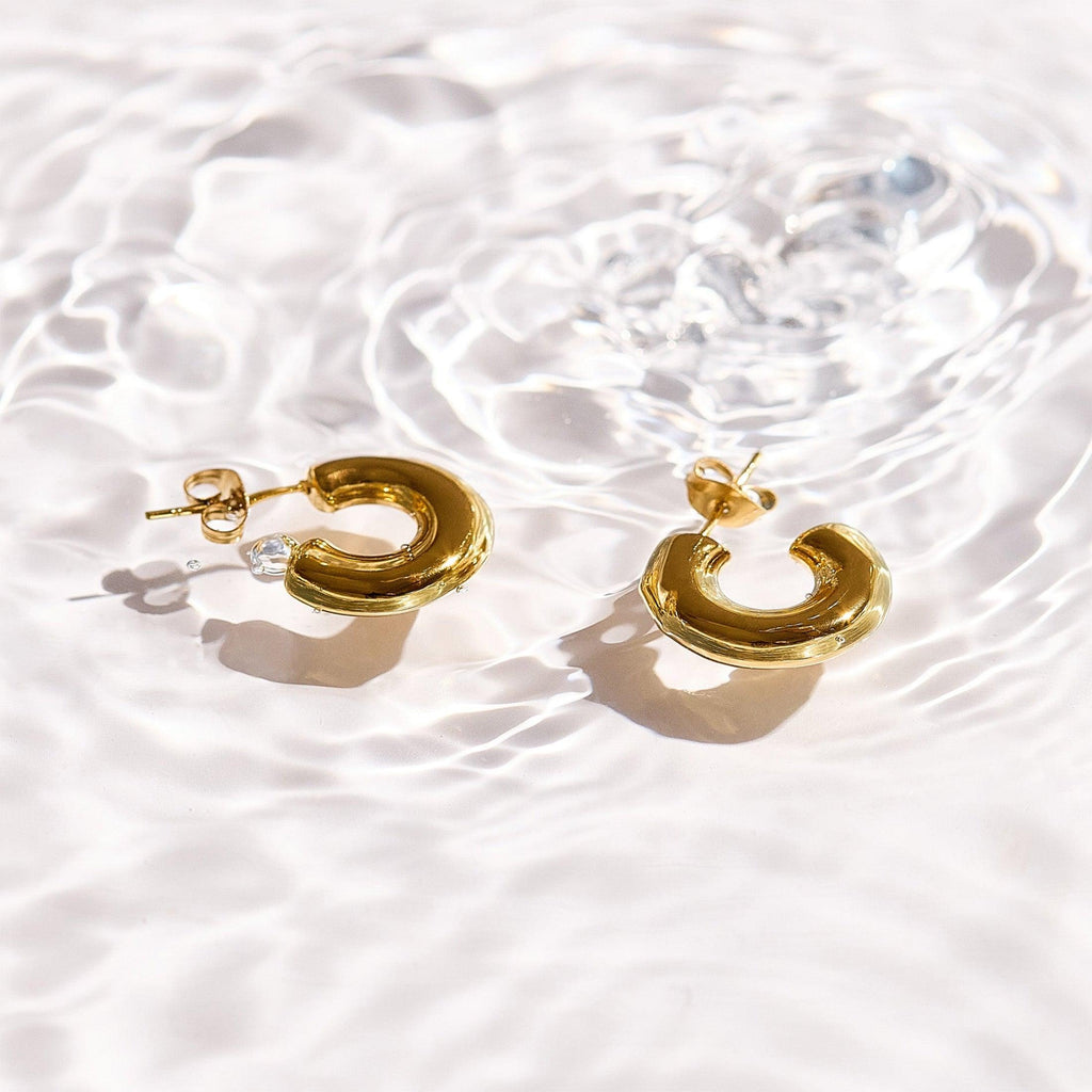 Evry Jewels Chunky Curved Hoop Earrings
