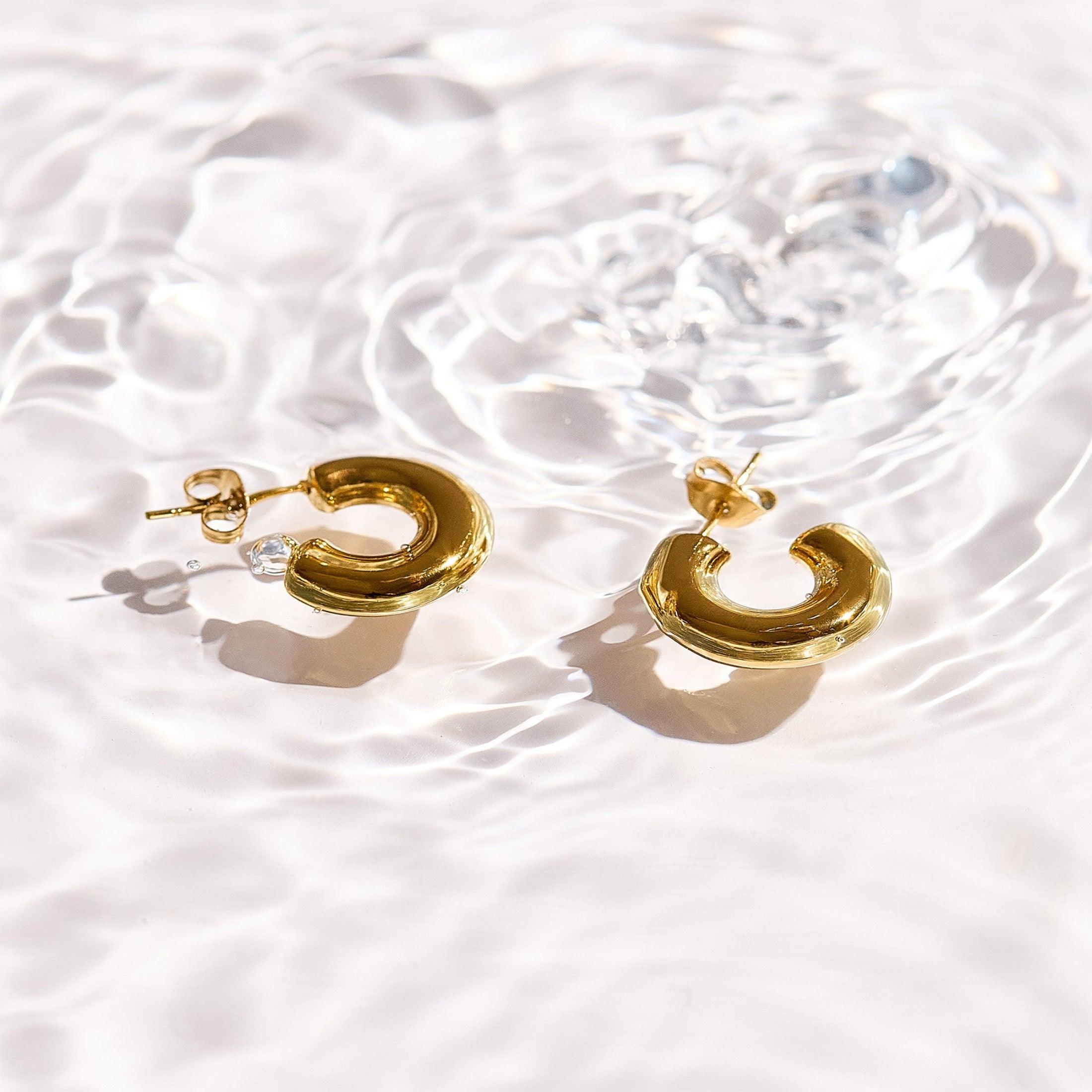 Evry Jewels Chunky Curved Hoop Earrings