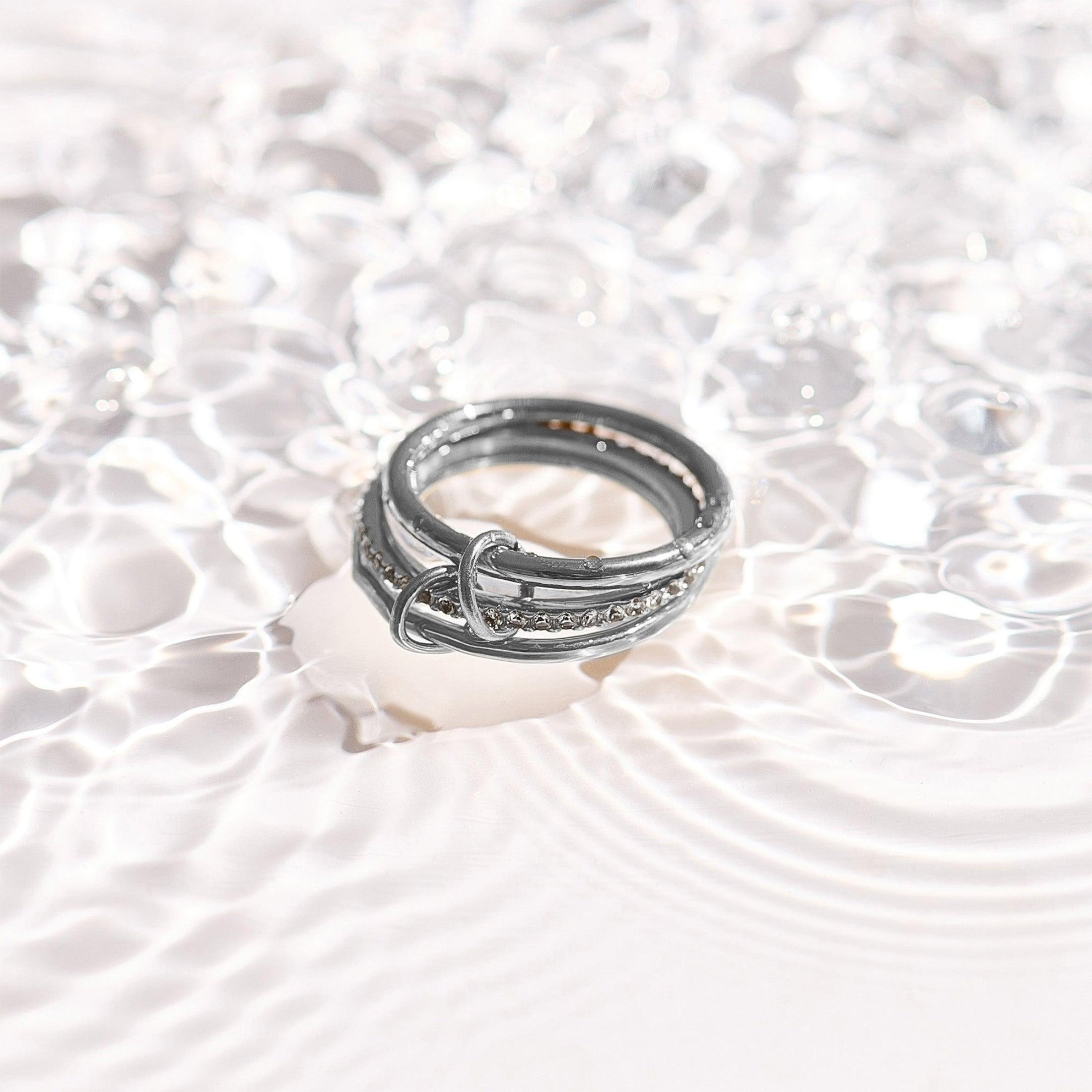Evry Jewels Stacked Linked Crystal Band Ring