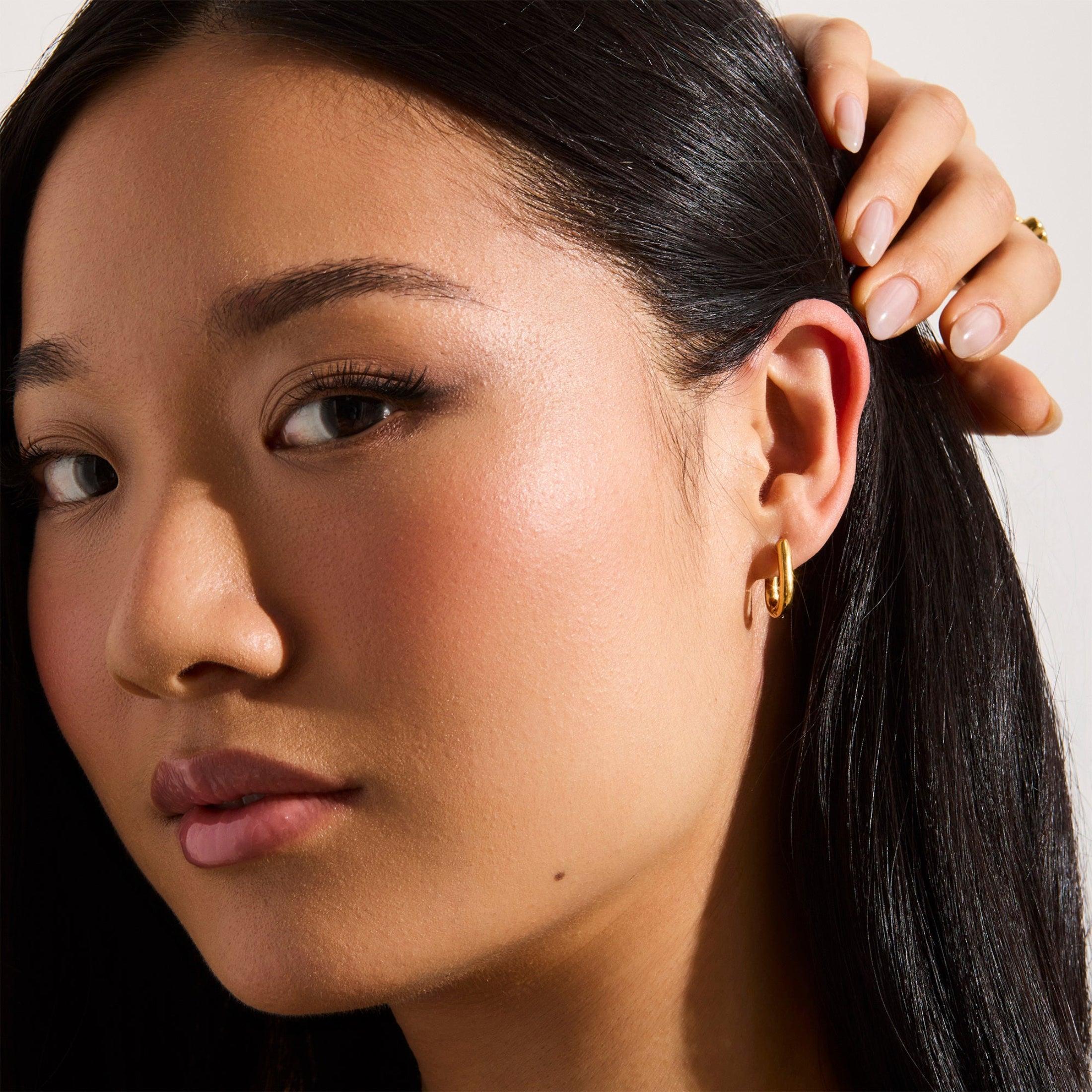 Evry Jewels Bold Oval Hoop Earrings