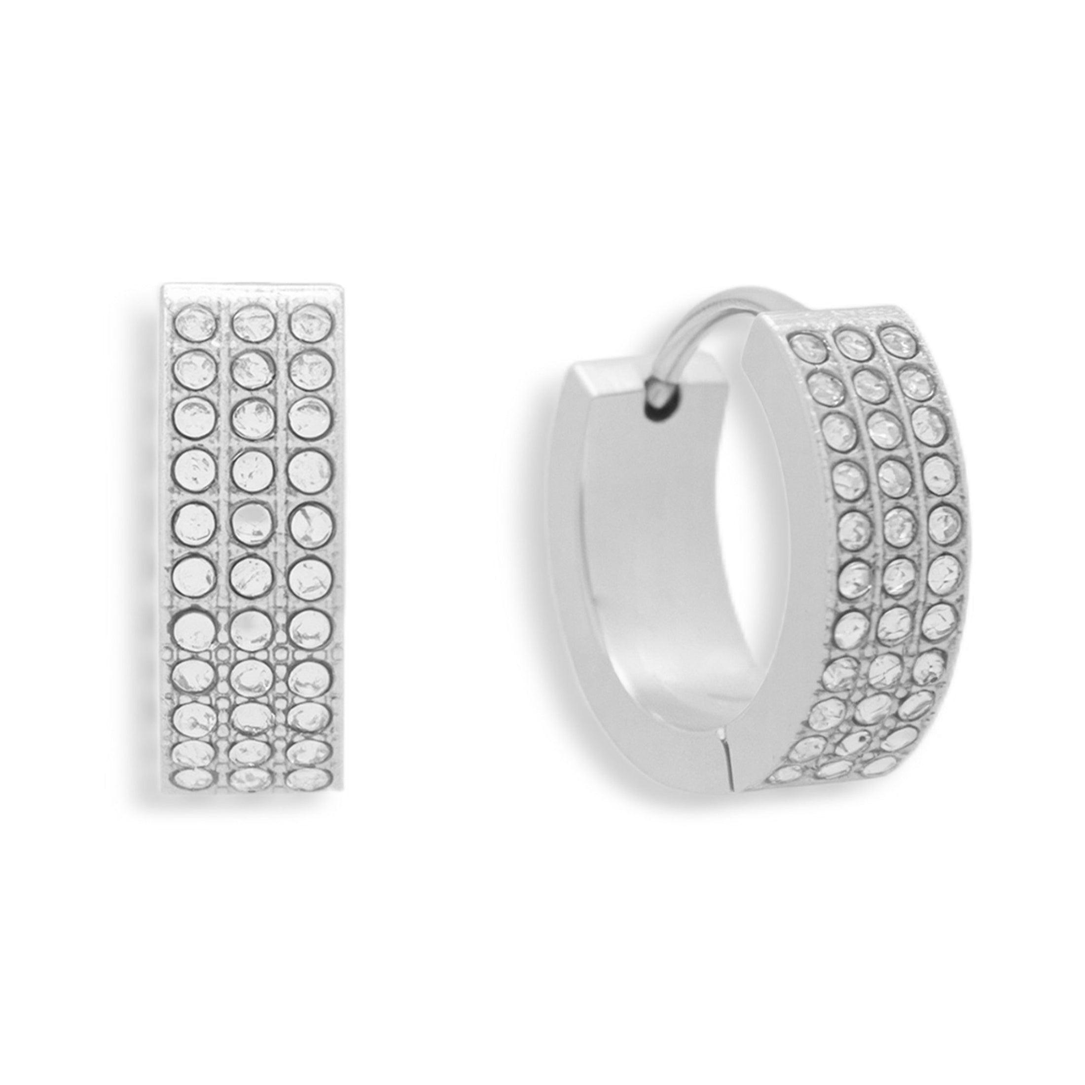 Evry Jewels Pavé Crystal Huggie Hoop Earrings