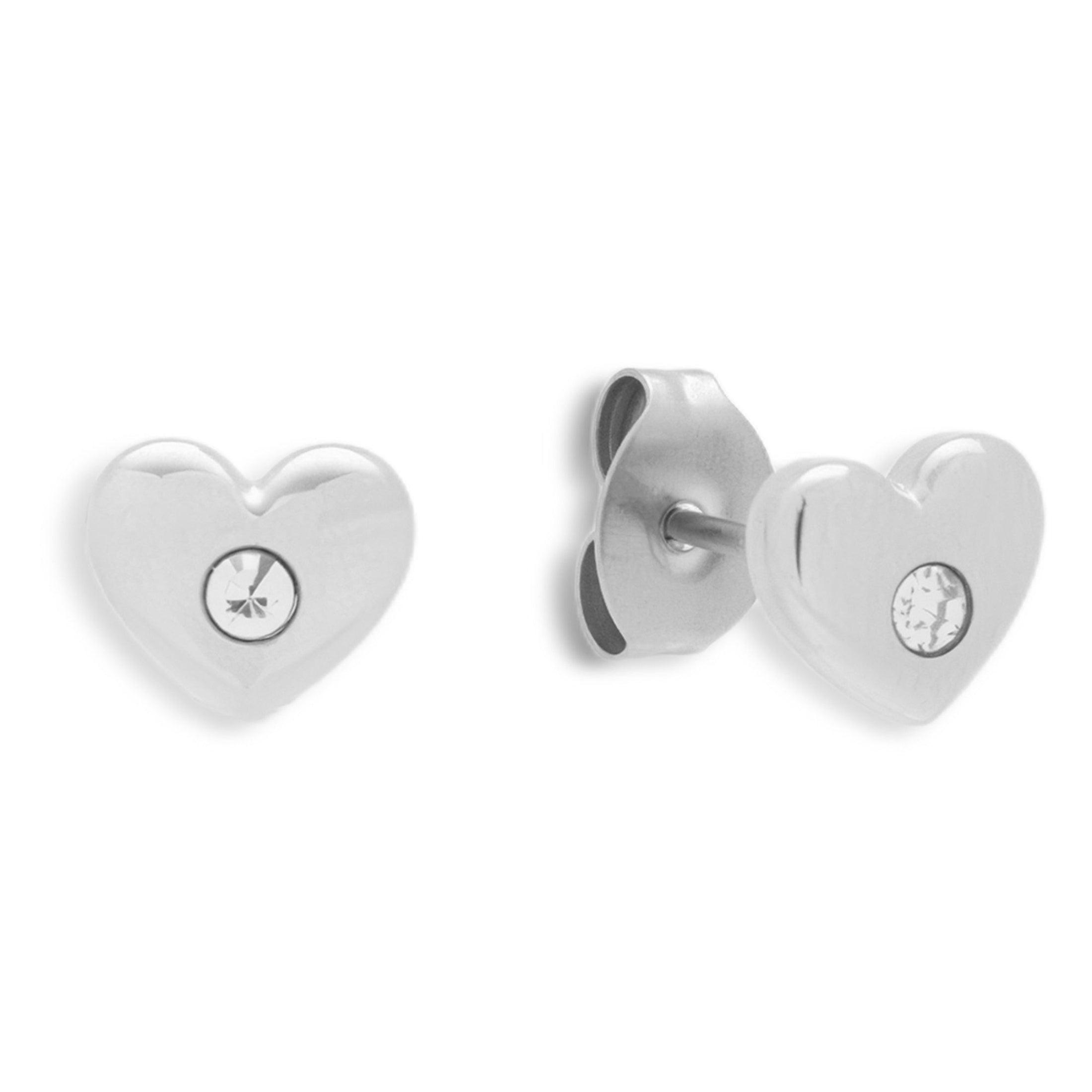 Evry Jewels Crystal Heart Stud Earrings