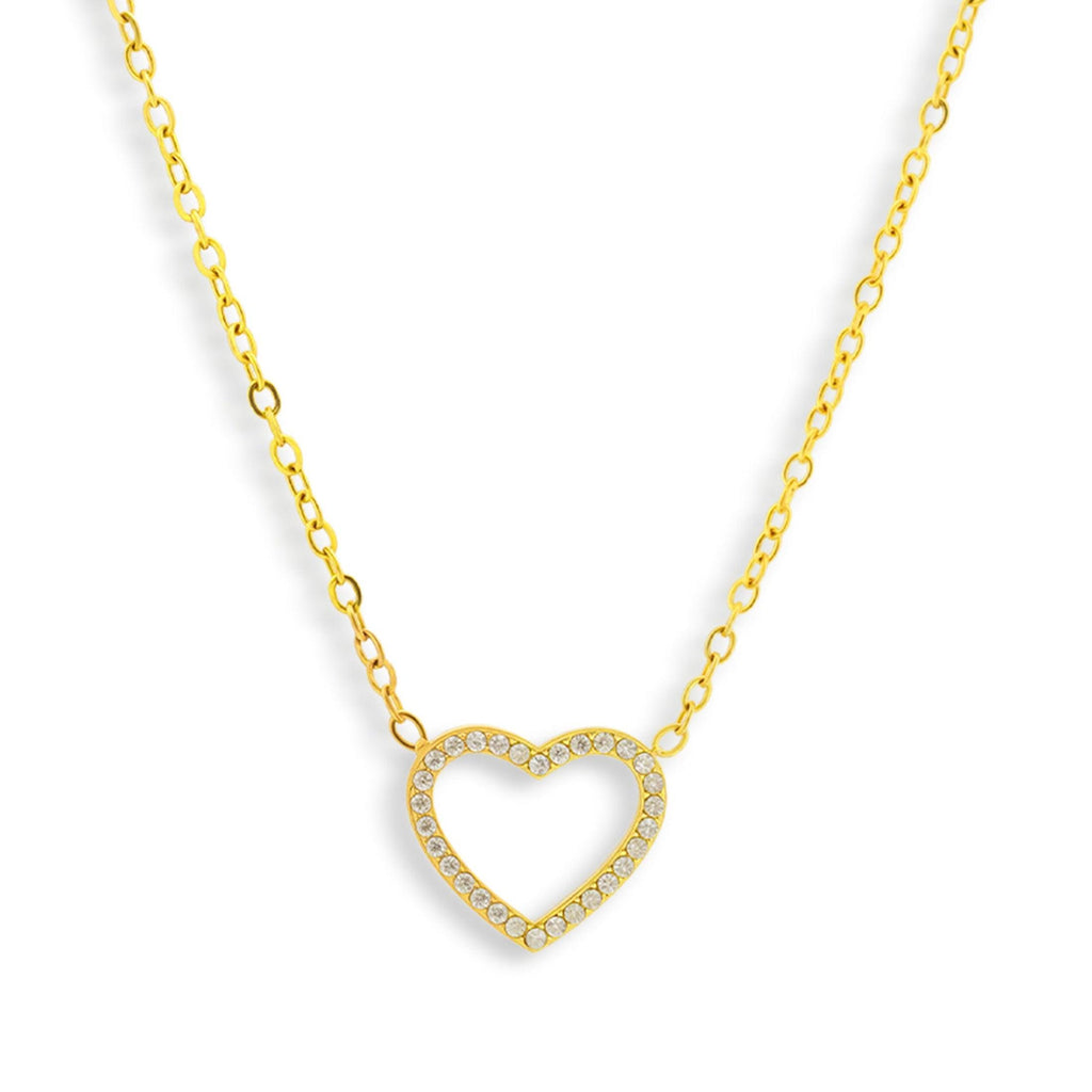 Evry Jewels Crystal Heart Outline Necklace