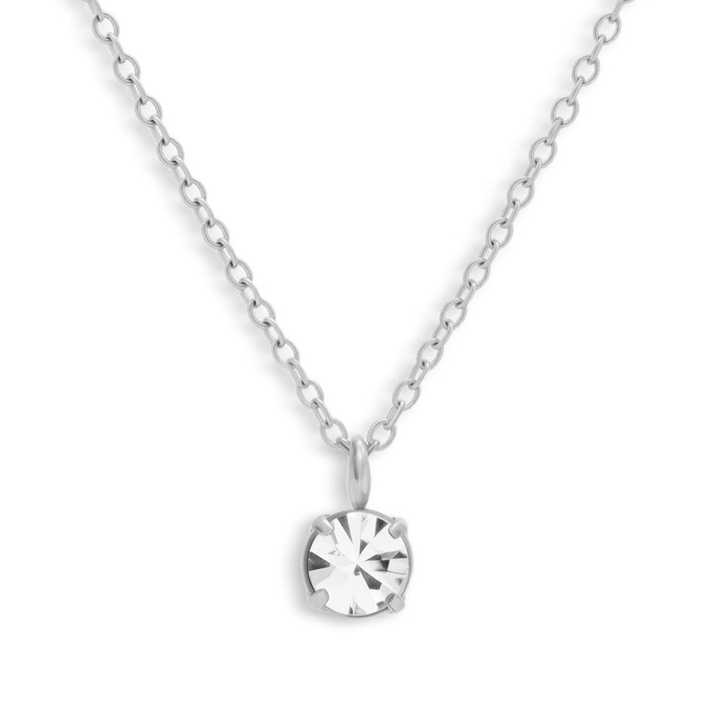 Evry Jewels Solitaire Crystal Necklace