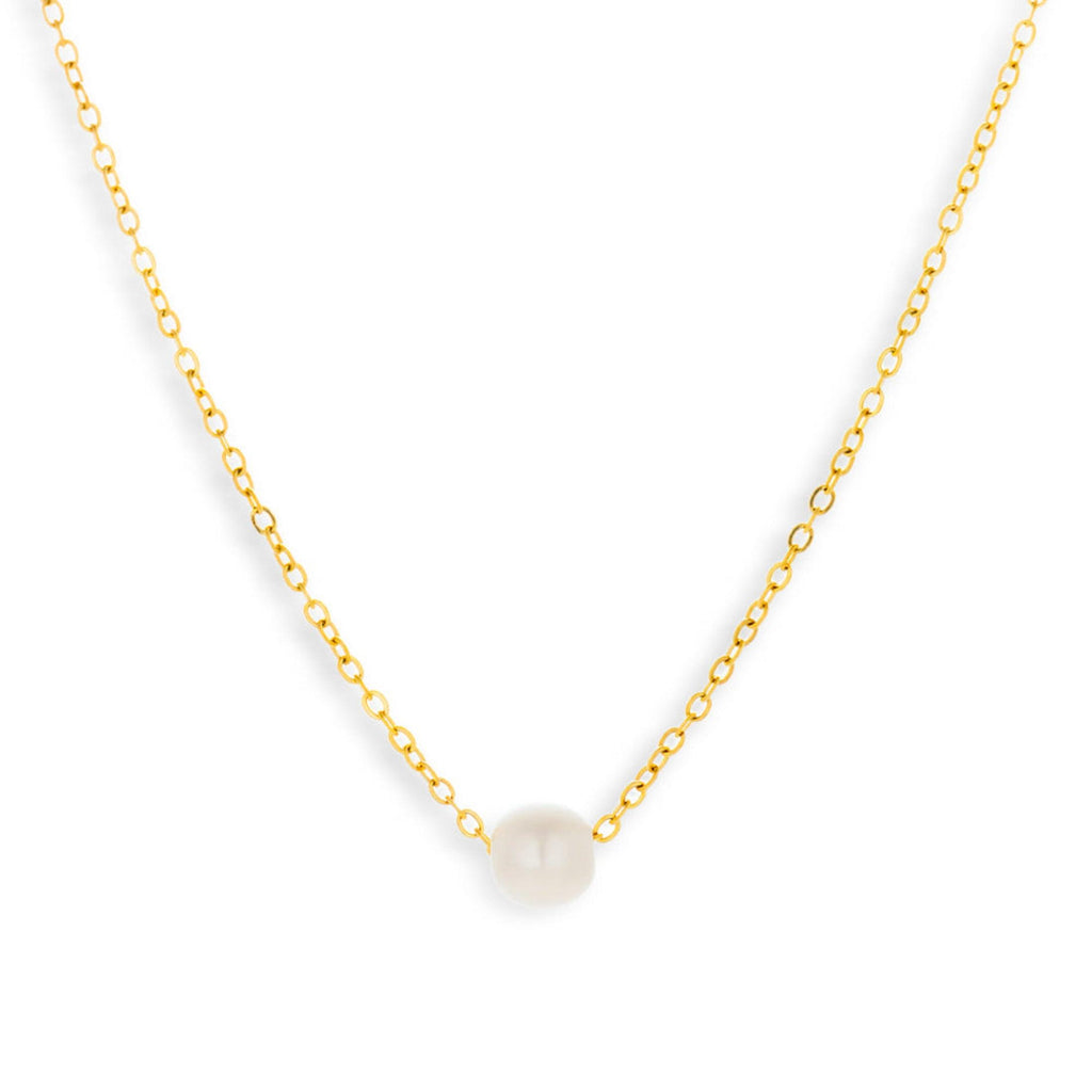 Evry Jewels Single Pearl Drop Necklace