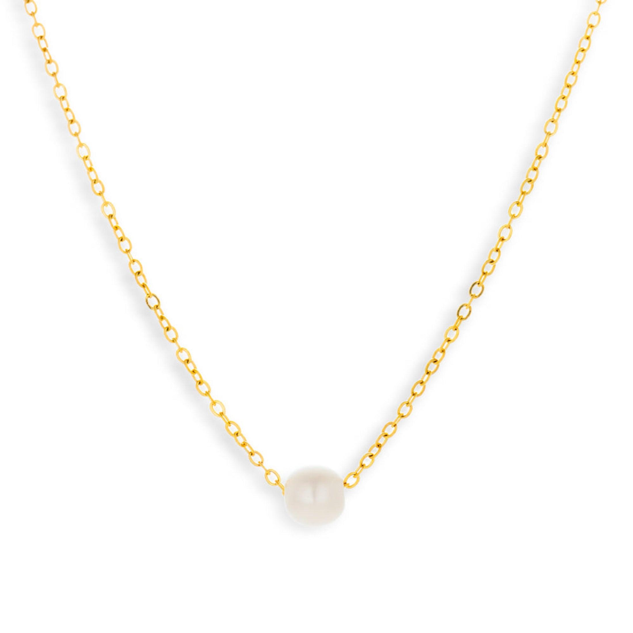 Evry Jewels Single Pearl Drop Necklace