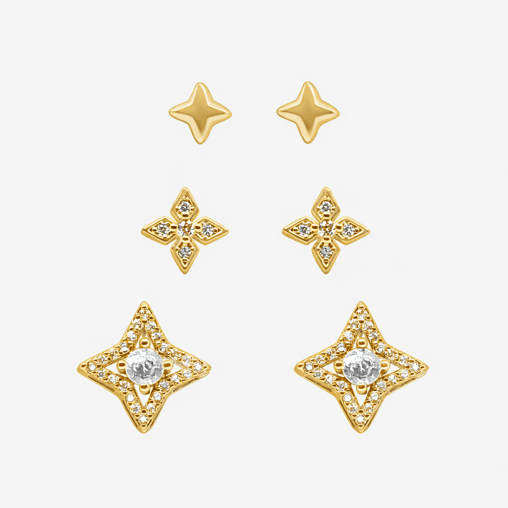 Evry Jewels Glitter Pop Stud Earrings 3 Piece Pack