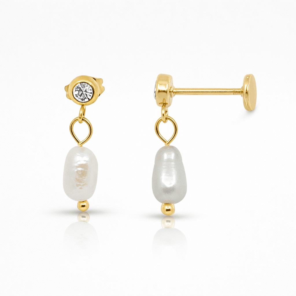 Evry Jewels Pearl Glow Drop Flat Back Earrings