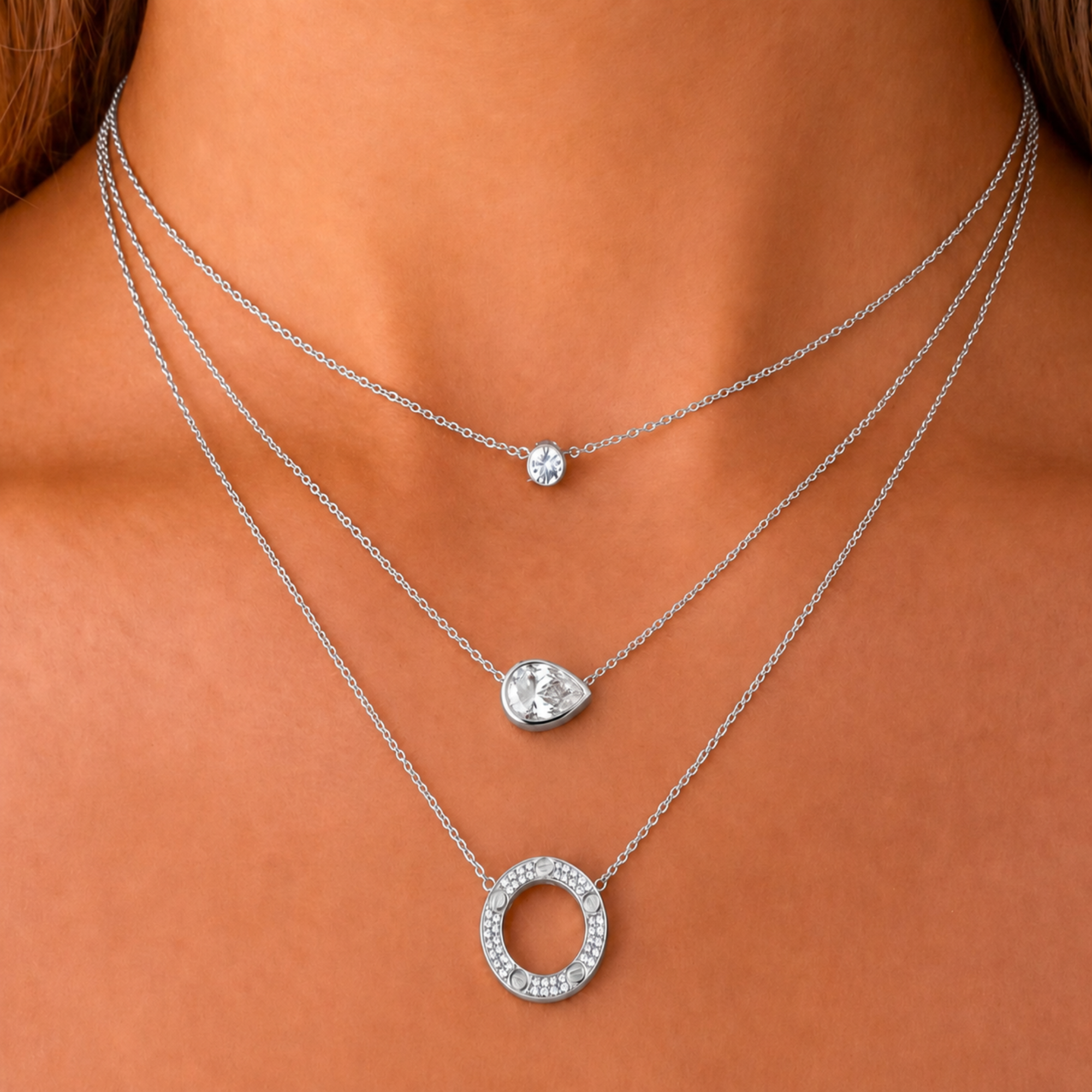 Evry Jewels Shimmer Shine 3 Piece Necklace Bundle