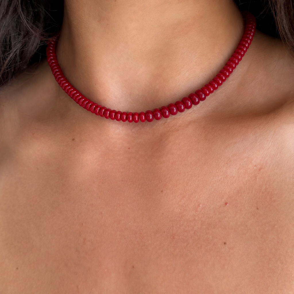 Evry Jewels Scarlet Glow Beaded Necklace