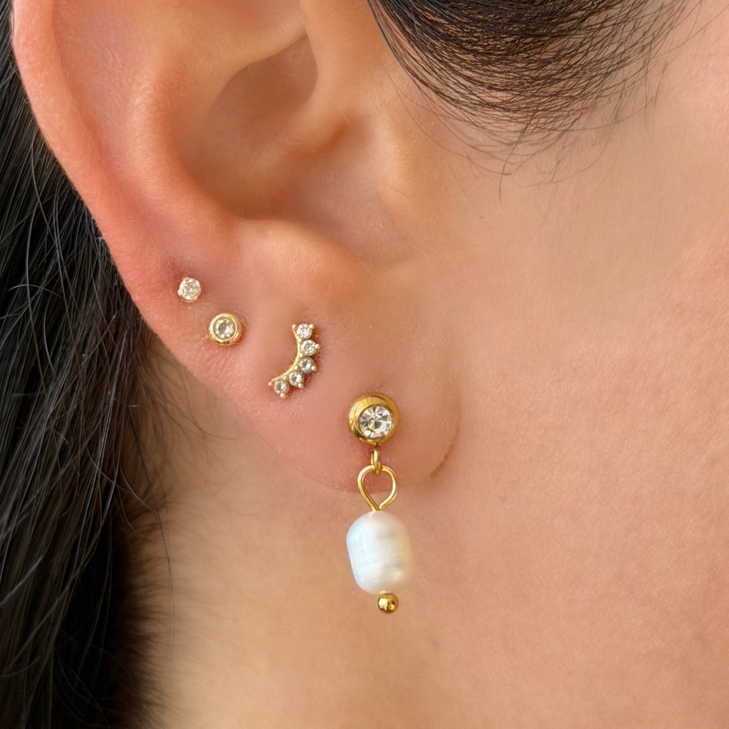 Evry Jewels Pearl Glow Drop Flat Back Earrings