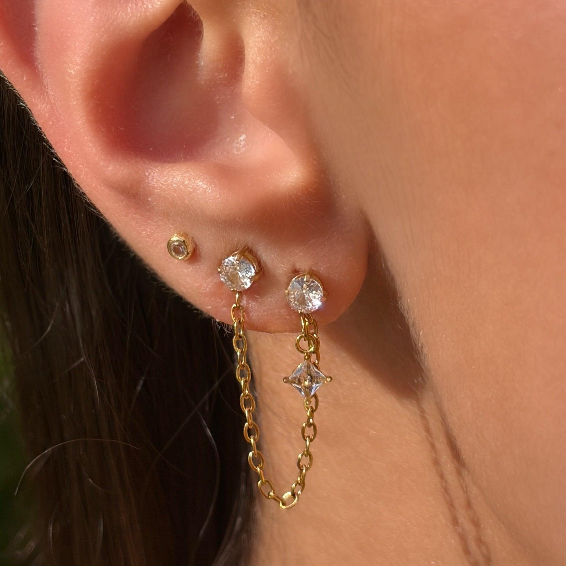 Evry Jewels Double Sparkle Chain Earring