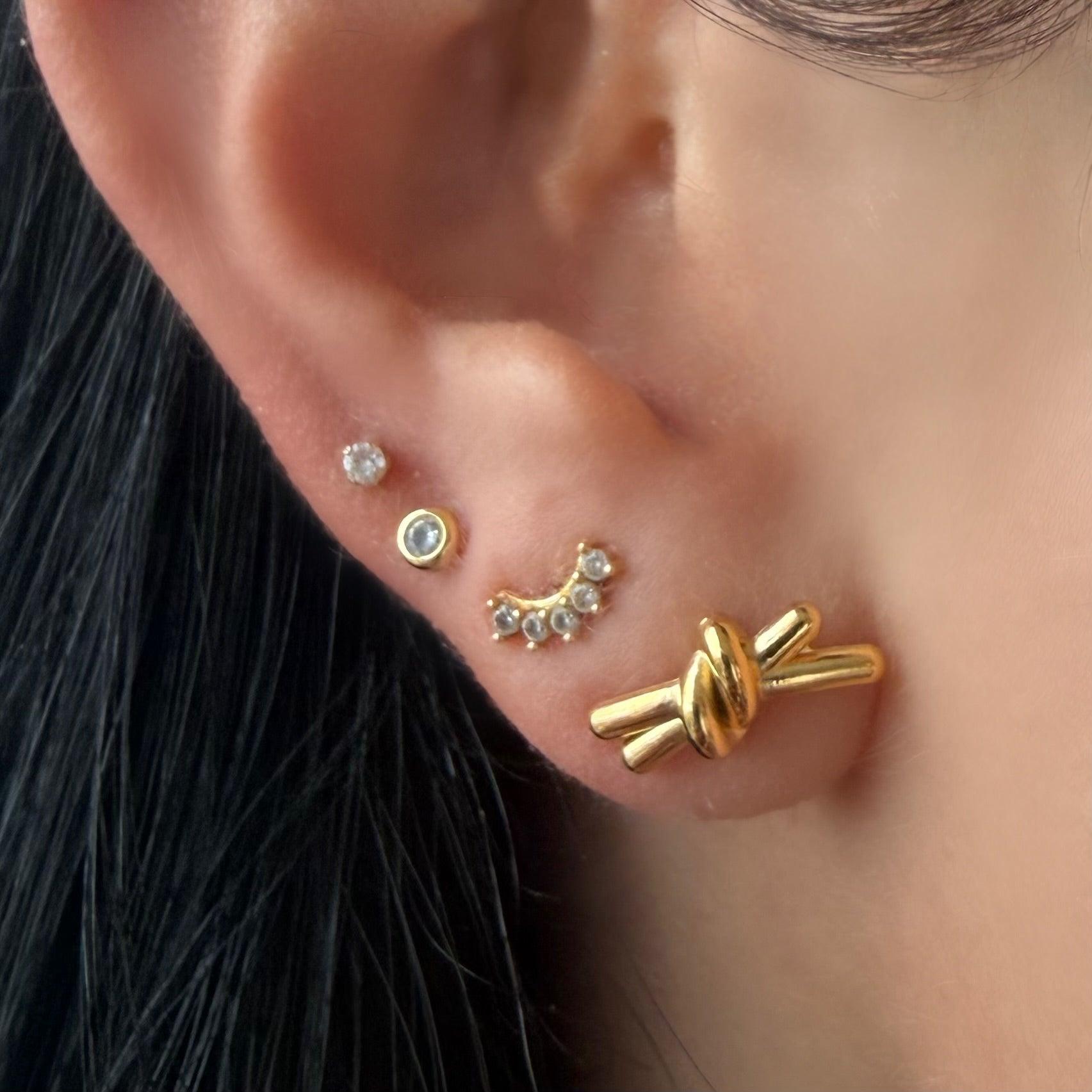 Evry Jewels Knotty Babe Stud Earrings