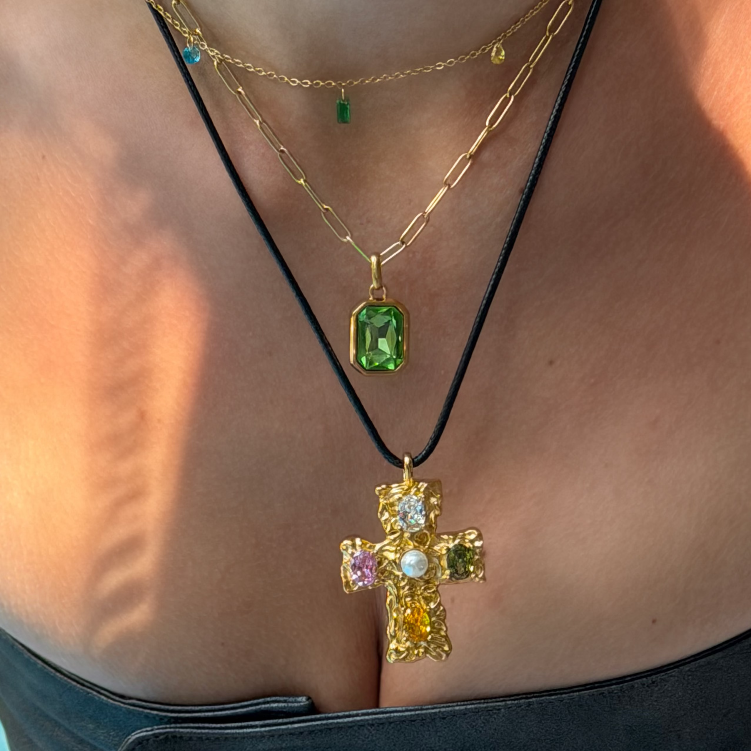 Evry Jewels Popstar Cross Cord Necklace