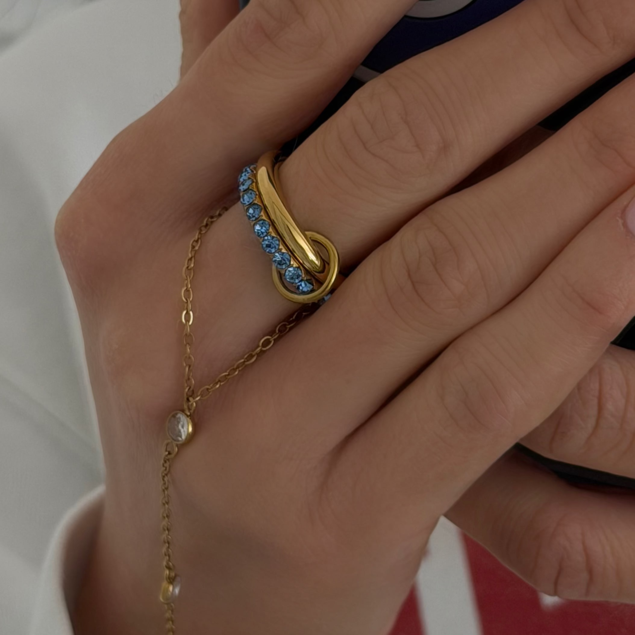 Evry Jewels Frosted Charm Stacked Ring