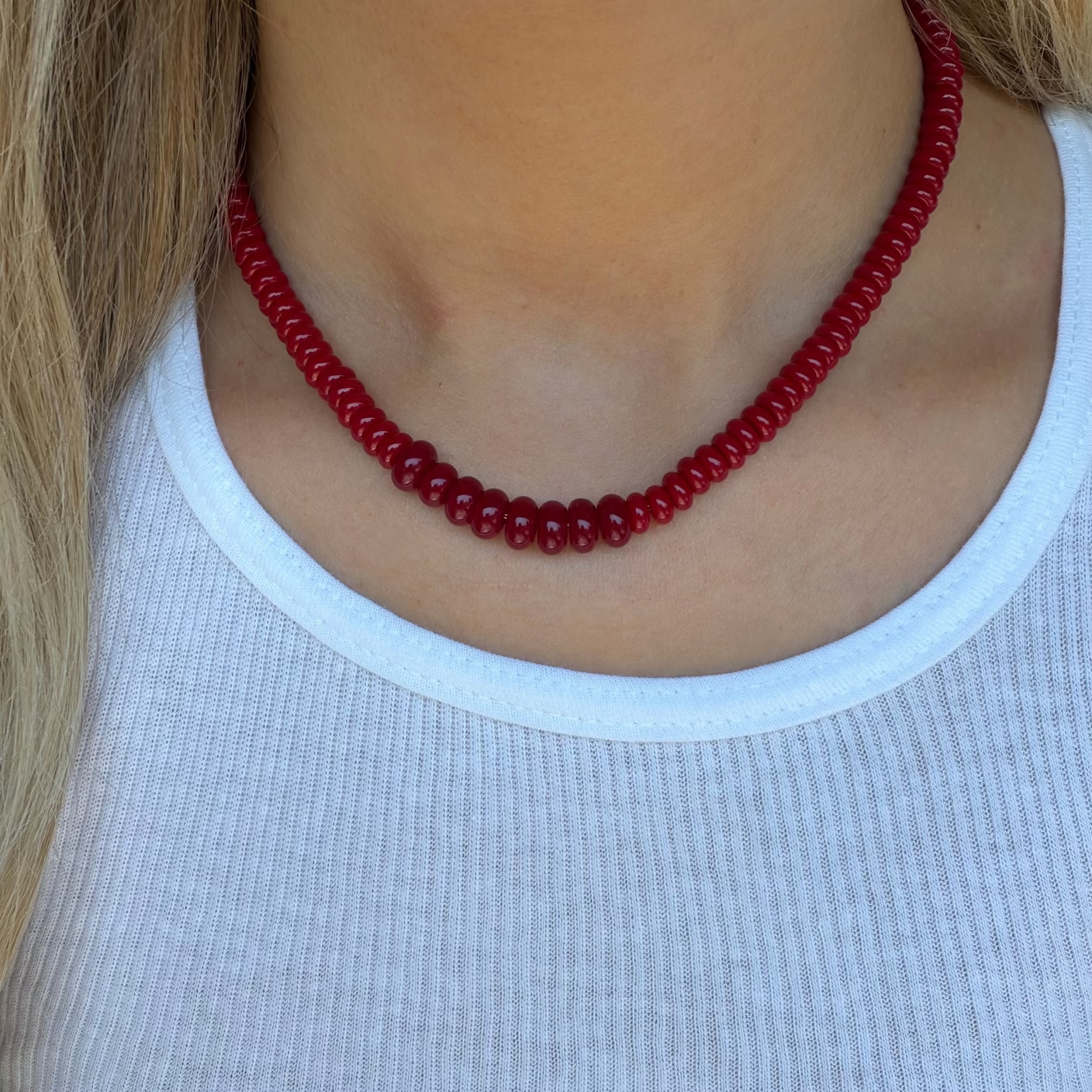 Evry Jewels Scarlet Glow Beaded Necklace