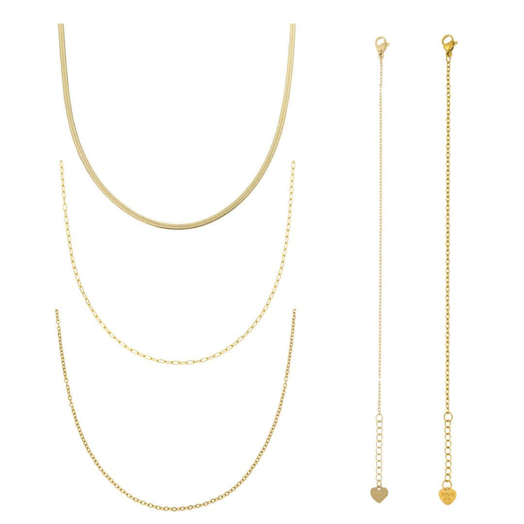 Evry Jewels Fine Lines Bundle: 5 Piece Necklace and Bracelet Bundle