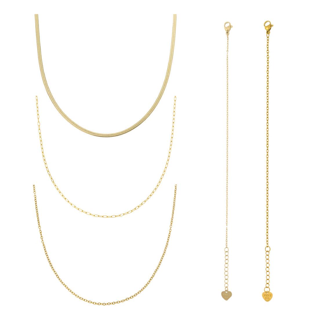 Evry Jewels Fine Lines Bundle: 5 Piece Necklace and Bracelet Bundle