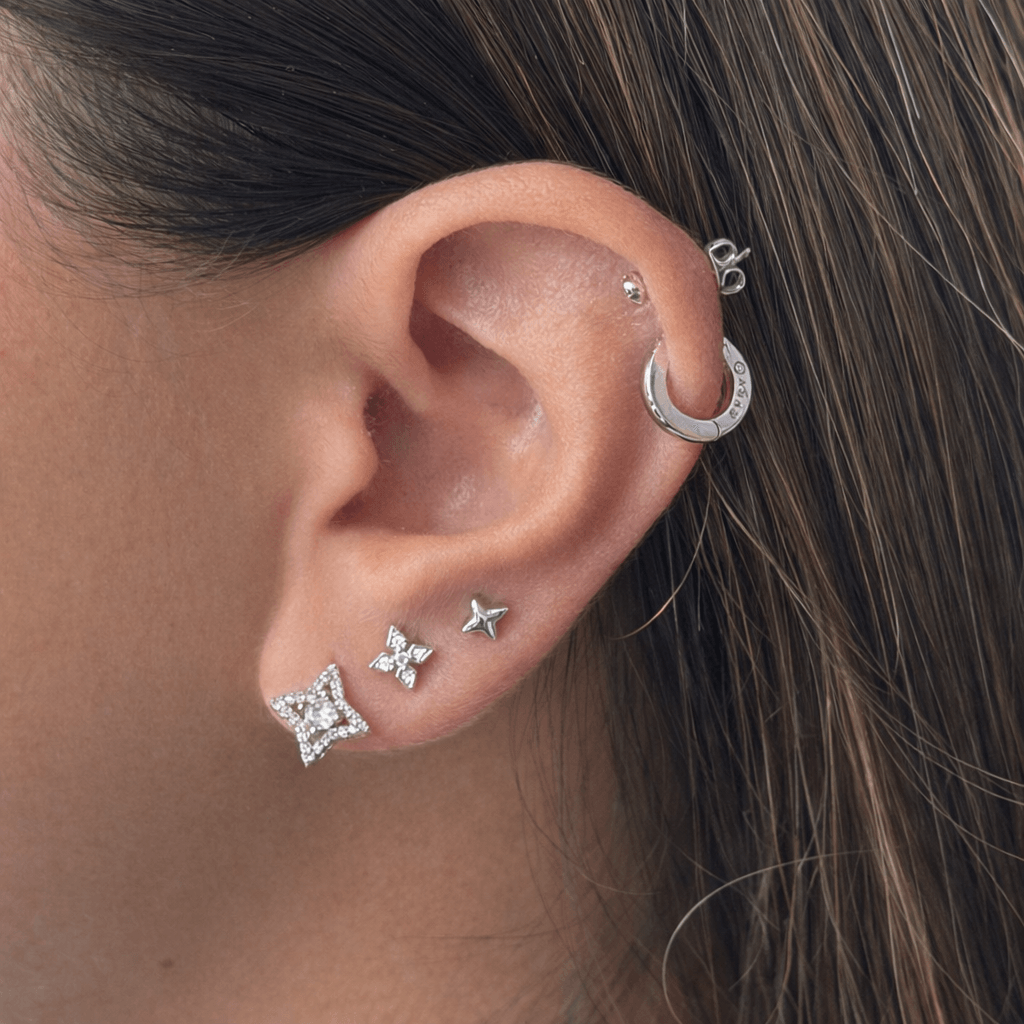 Evry Jewels Glitter Pop Stud Earrings 3 Piece Pack