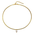 Stainless Steel Gold Plated Zircon Flat Snake Chain Pendant