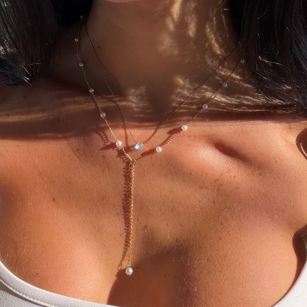 Evry Jewels Sweet Pearl Lariat Necklace