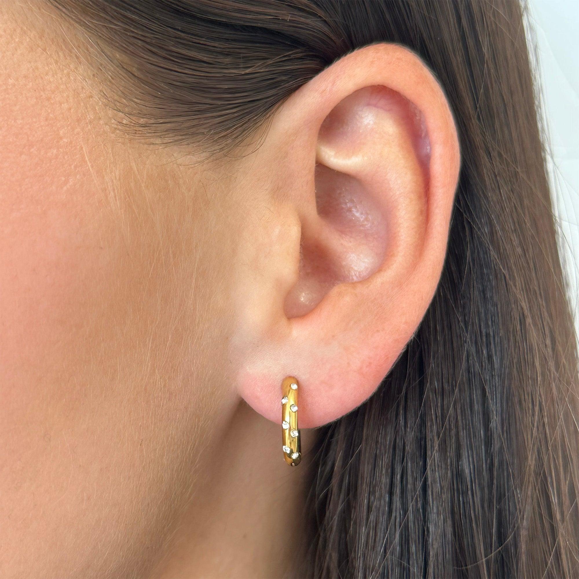 Evry Jewels Crystal Dot Hoop Earrings