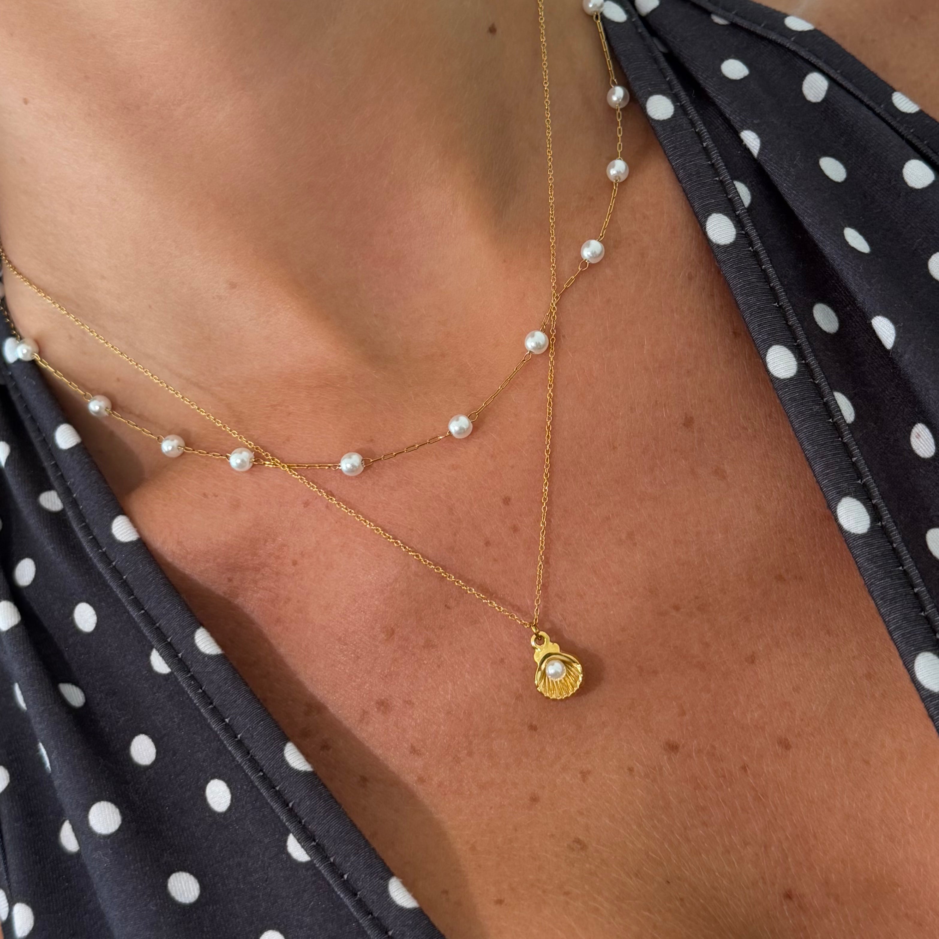 Evry Jewels Shelly Pearl Necklace