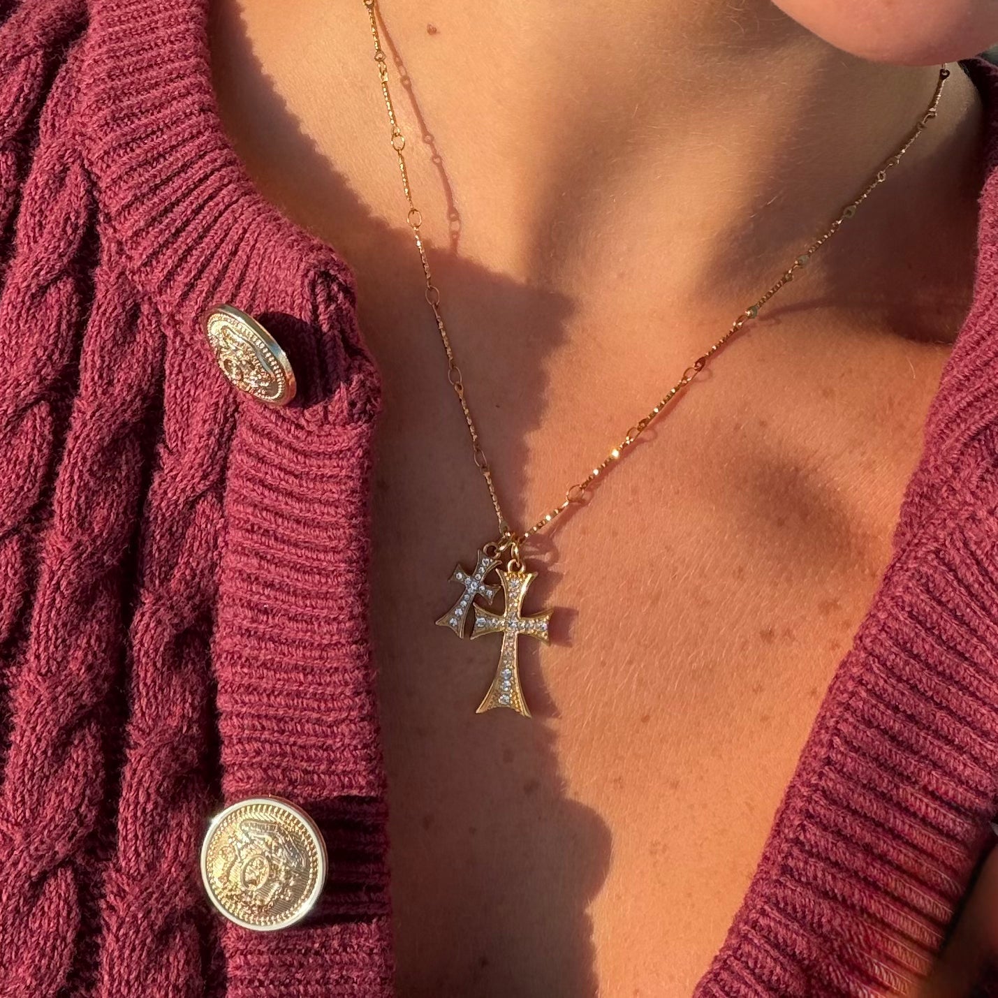 Evry Jewels Double Cross Me Necklace