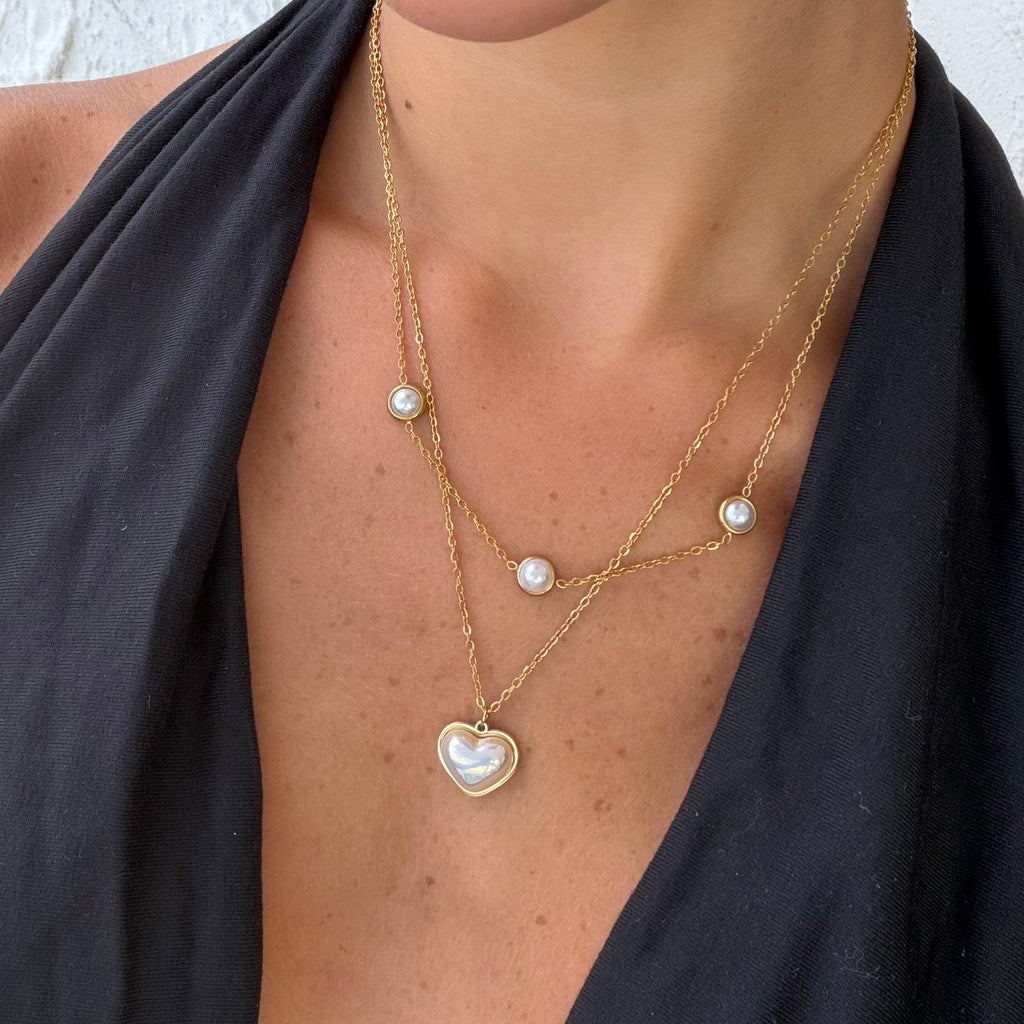 Evry Jewels Pearly Love Necklace