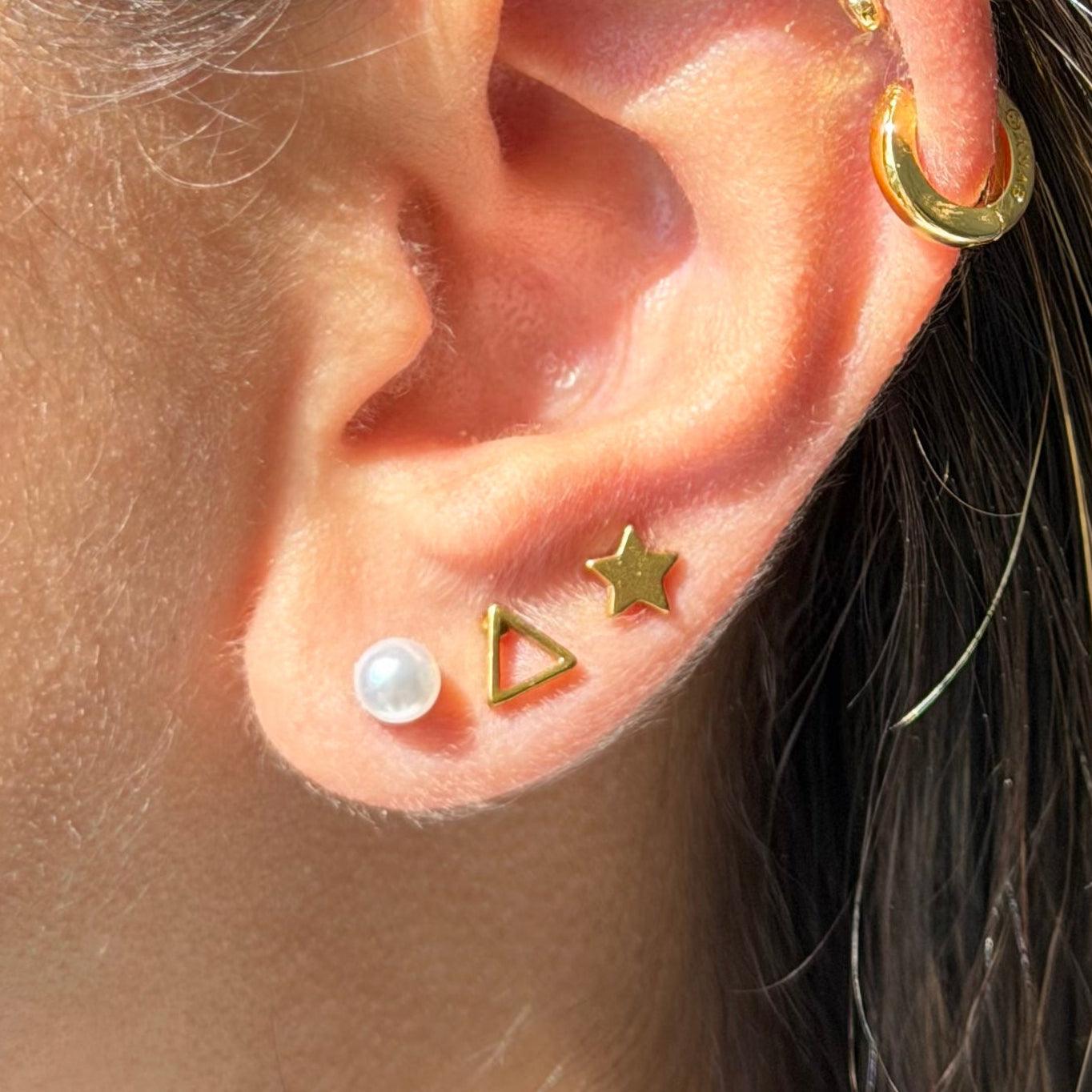 Evry Jewels Hey Darling Pearl 3-Piece Flat Back Earrings Set