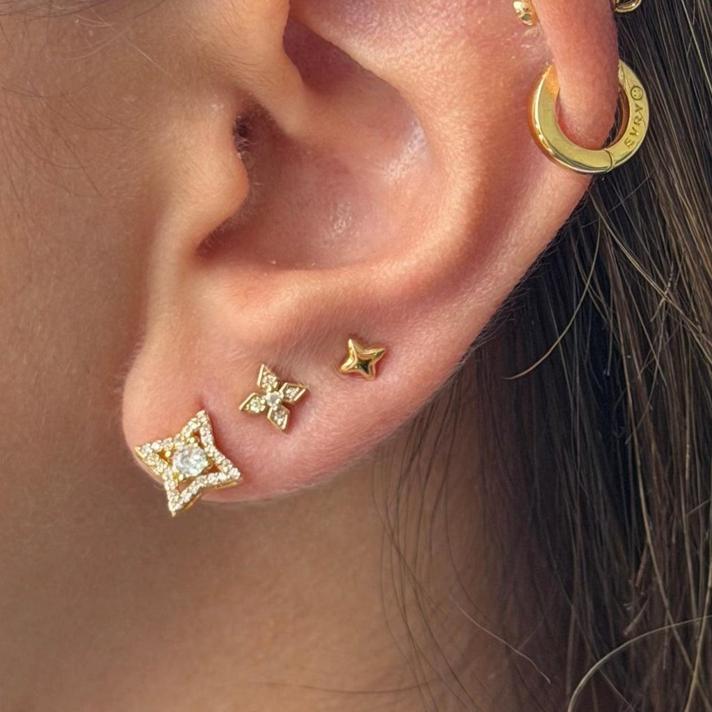 Evry Jewels Glitter Pop Stud Earrings 3 Piece Pack