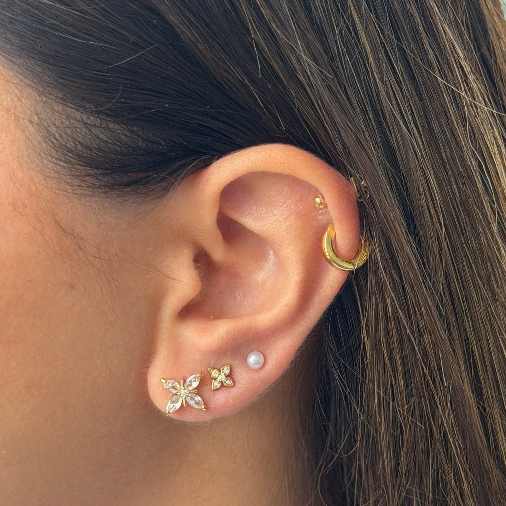Evry Jewels Petite Bloom Stud Earrings 3 Piece Pack