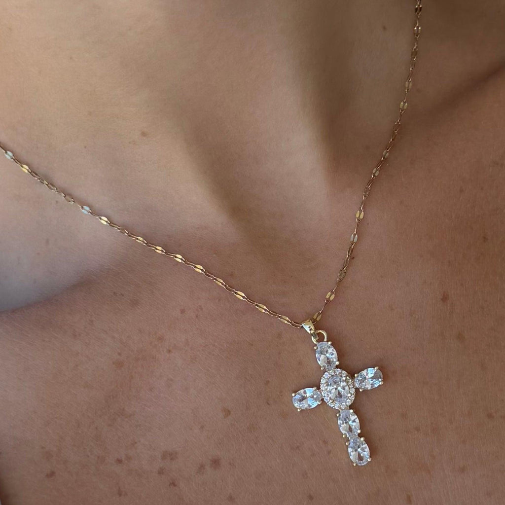 Evry Jewels Heavenly Glow Cross Necklace