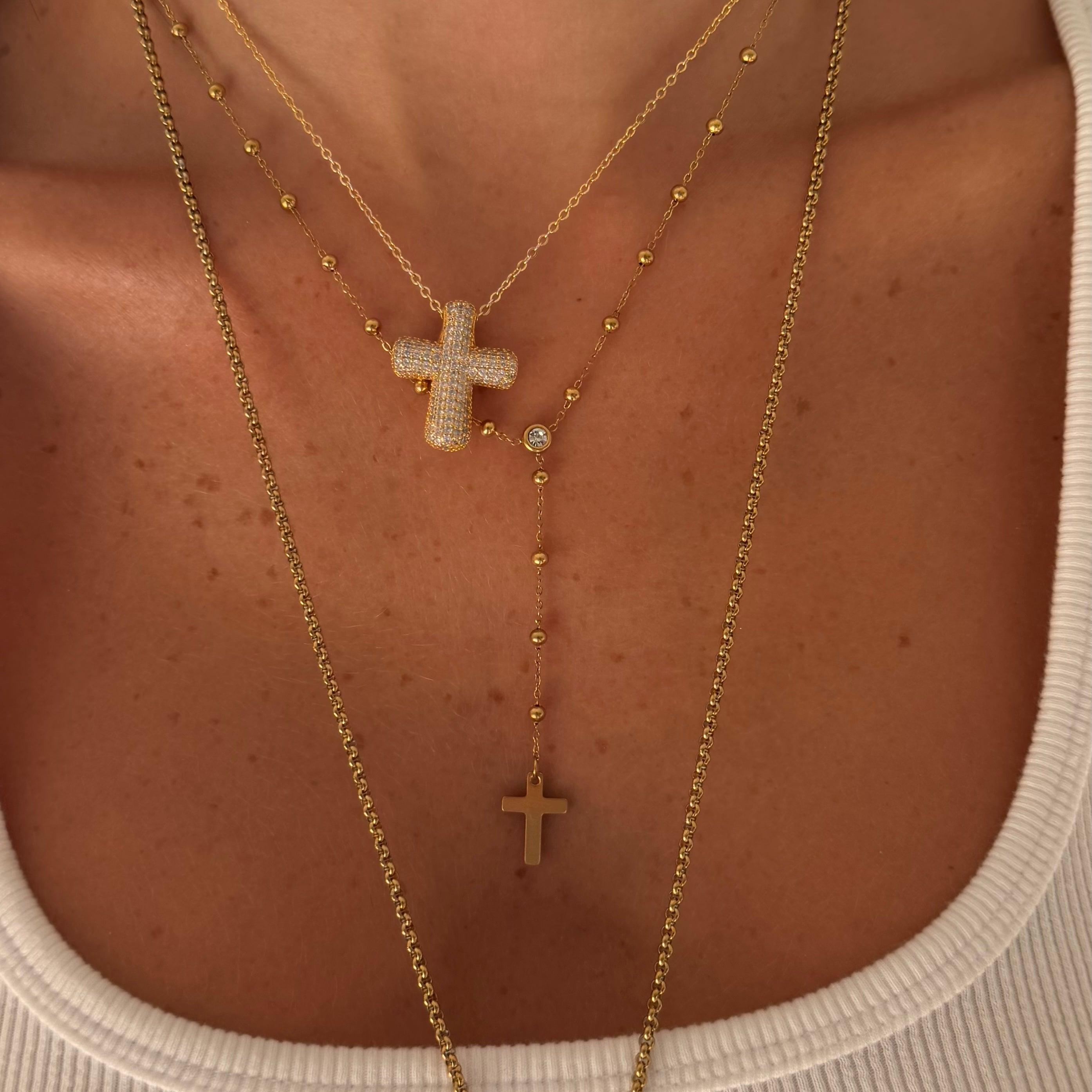 Evry Jewels Alessia Lariat Cross Necklace
