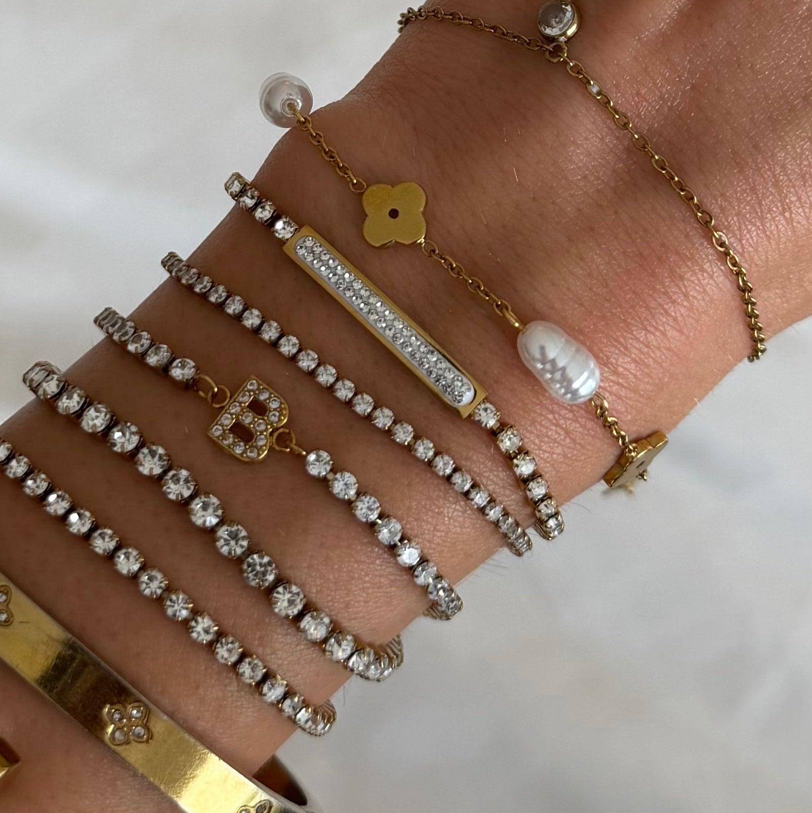 Evry Jewels Icy Initial Tennis Bracelet