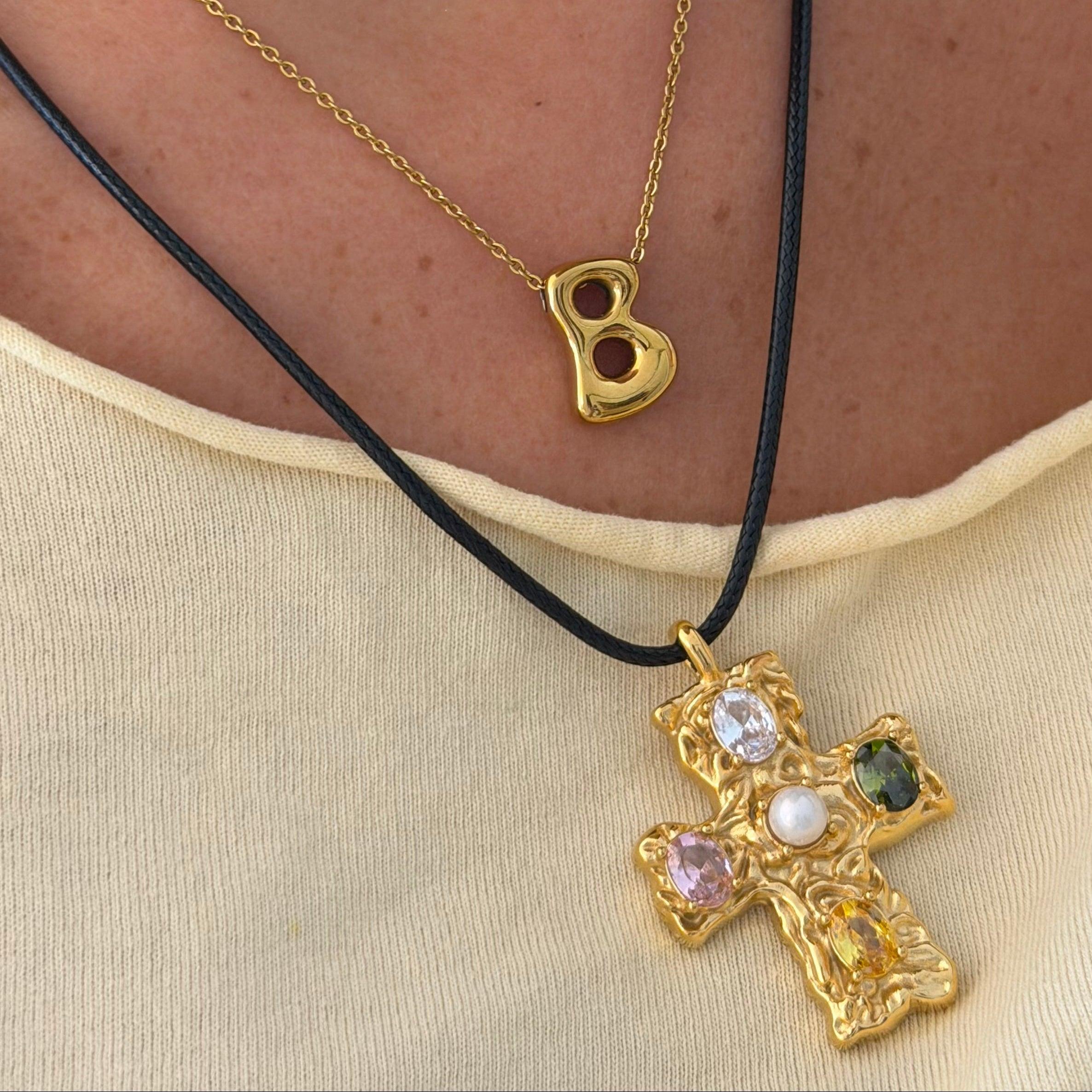 Evry Jewels Popstar Cross Cord Necklace