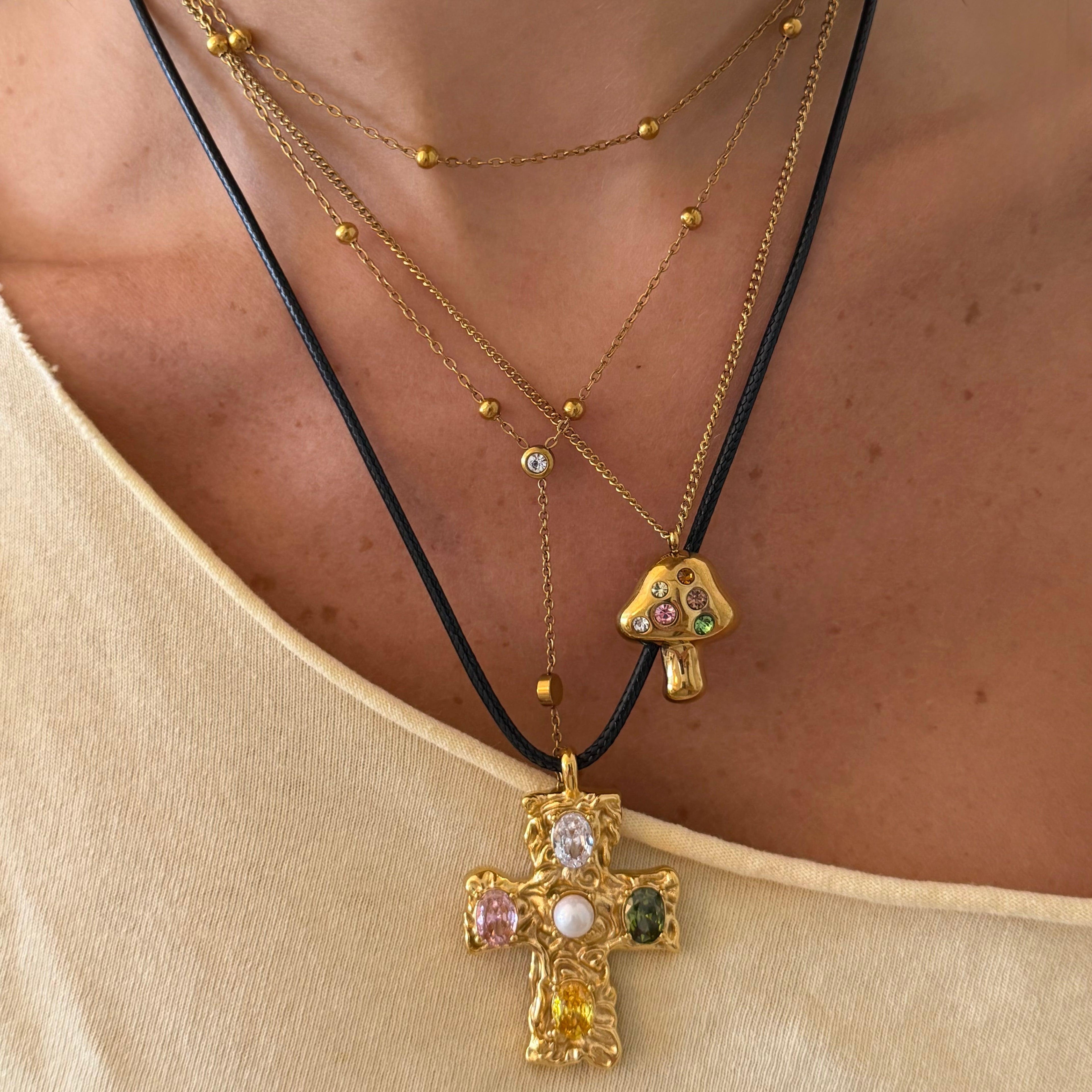 Evry Jewels Popstar Cross Cord Necklace