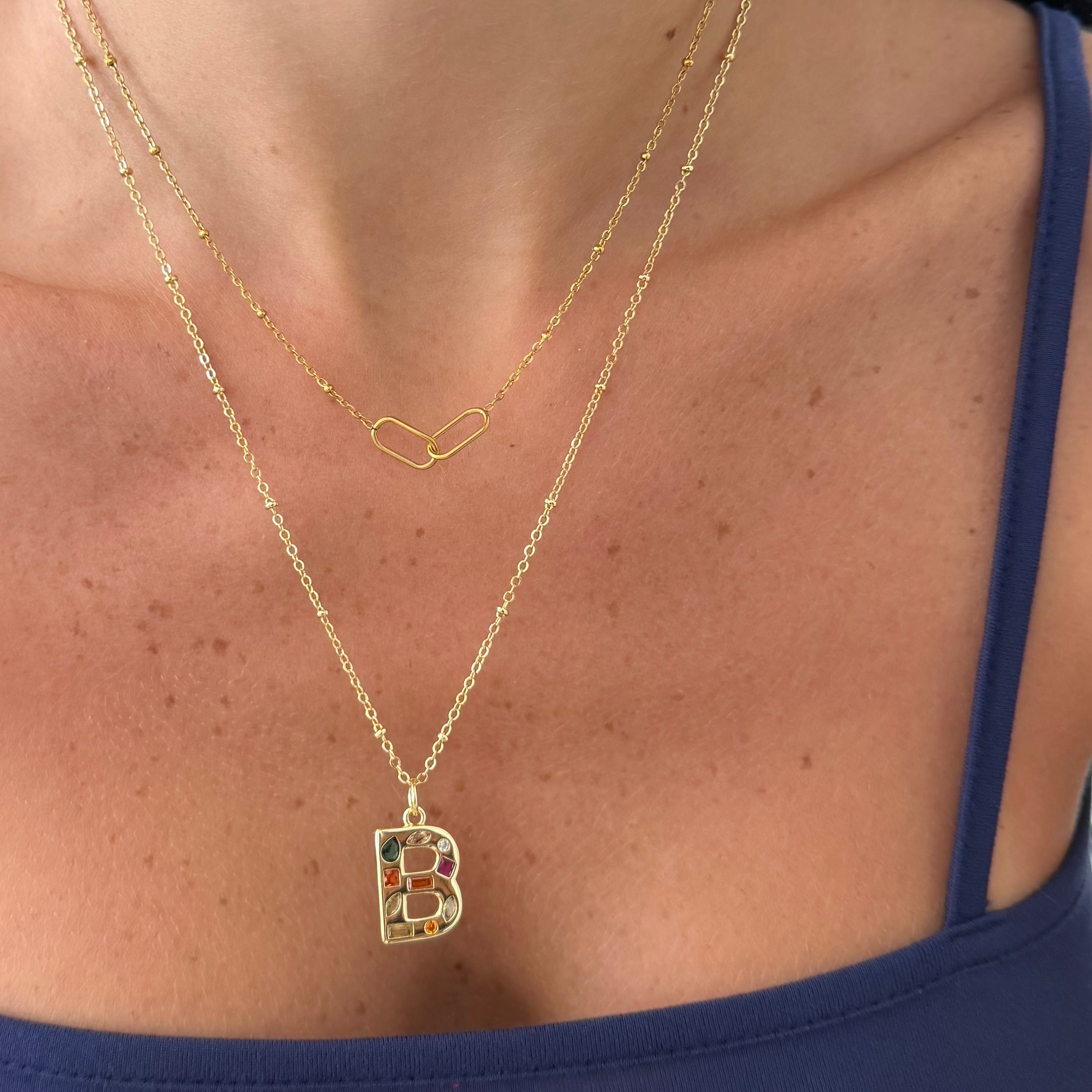 Evry Jewels Bright Babe Initial Necklace