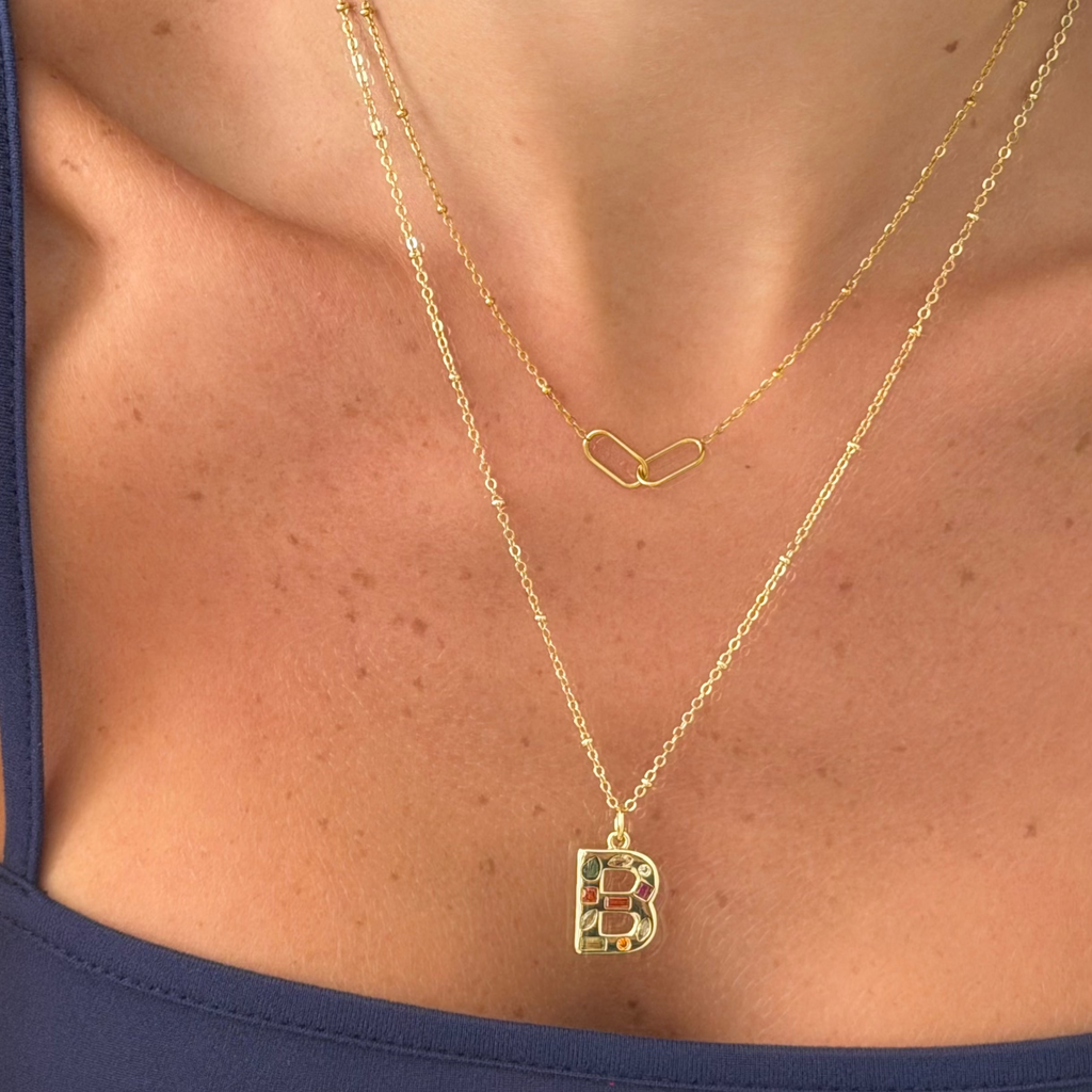 Evry Jewels Bright Babe Initial Necklace