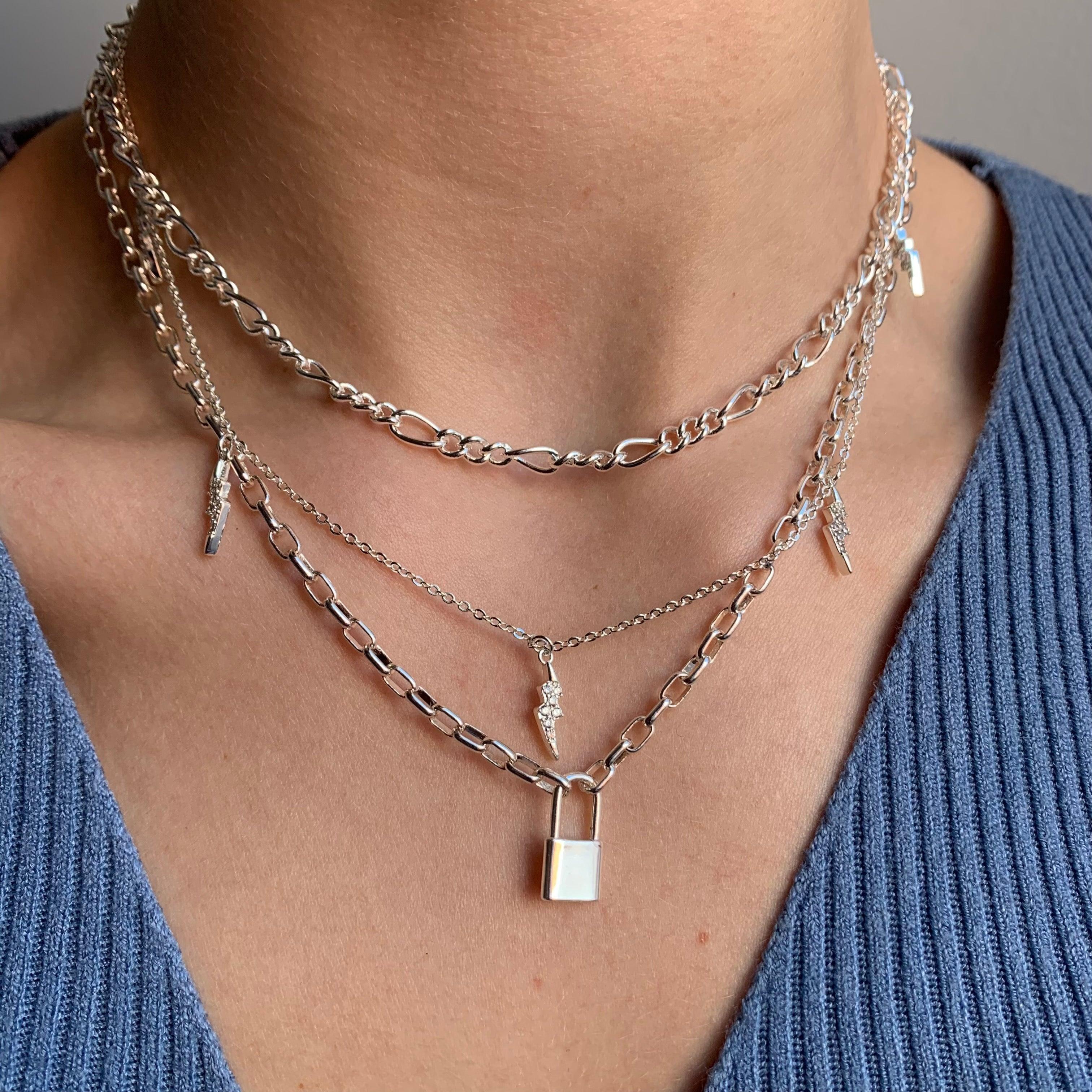 Evry Jewels Keep Me Lock Necklace