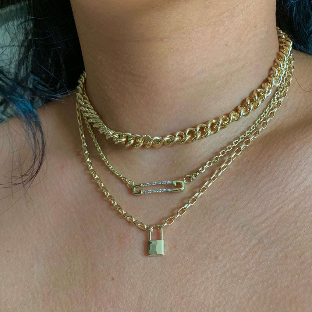 Evry Jewels Keep Me Lock Necklace